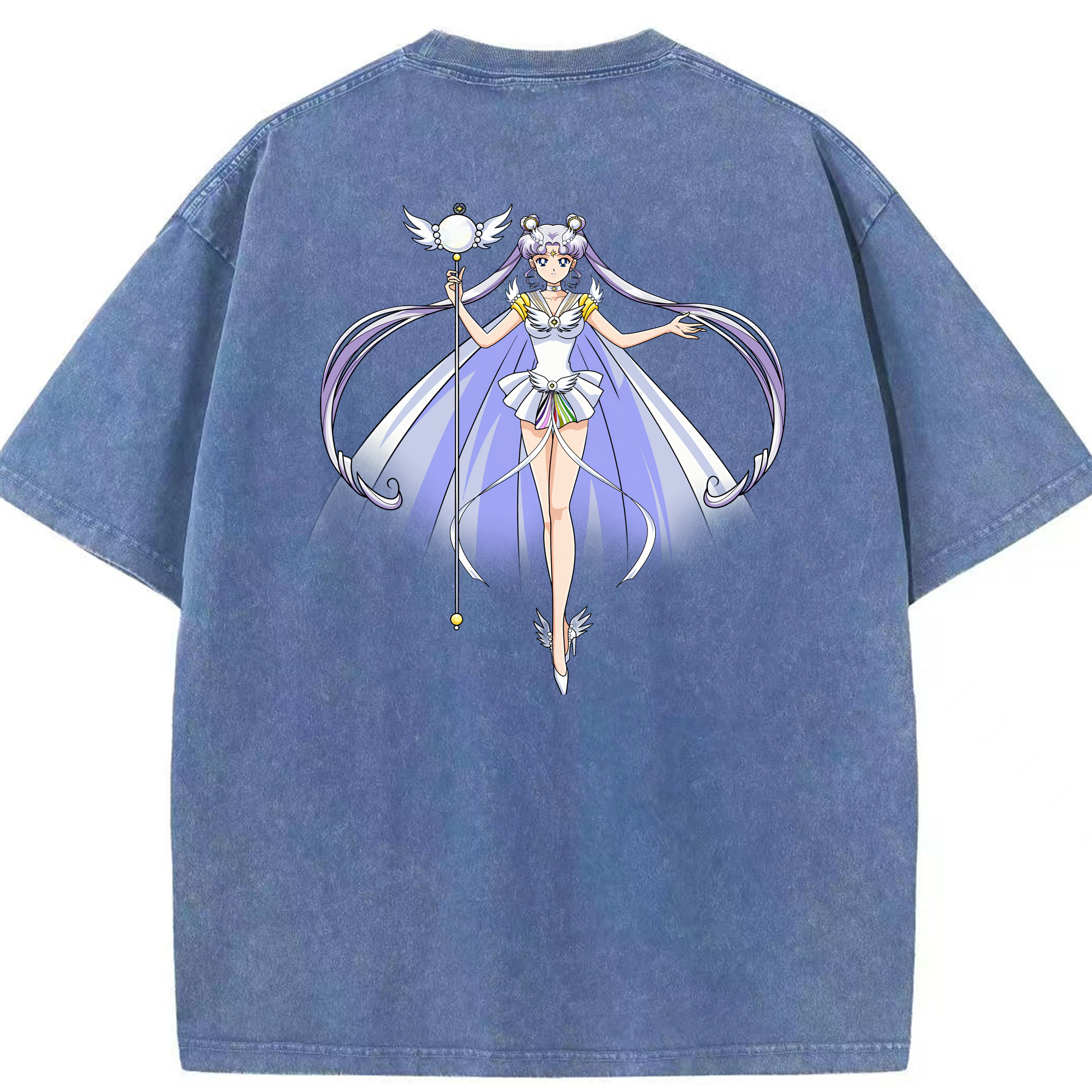 （画像用） 美少女戦士セーラームーン 月野 うさぎ つきの うさぎ Sailor Moon Tsukino Usagi 綿100% ヴィンテージ風 半袖Tシャツ（背面プリント）