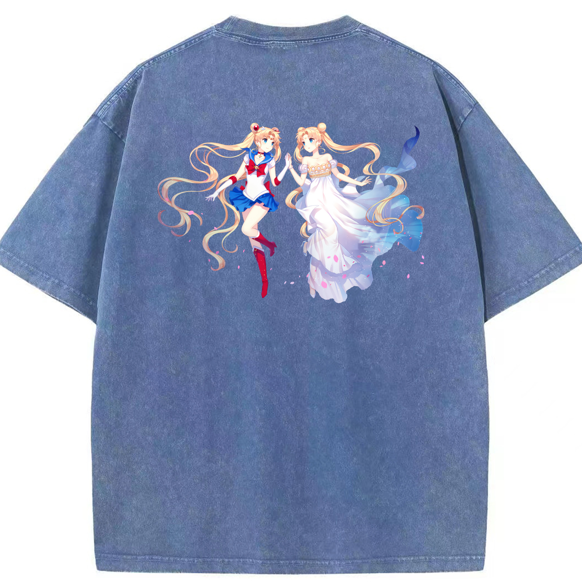 （画像用） 美少女戦士セーラームーン 月野 うさぎ つきの うさぎ Sailor Moon Tsukino Usagi 綿100% ヴィンテージ風 半袖Tシャツ（背面プリント）