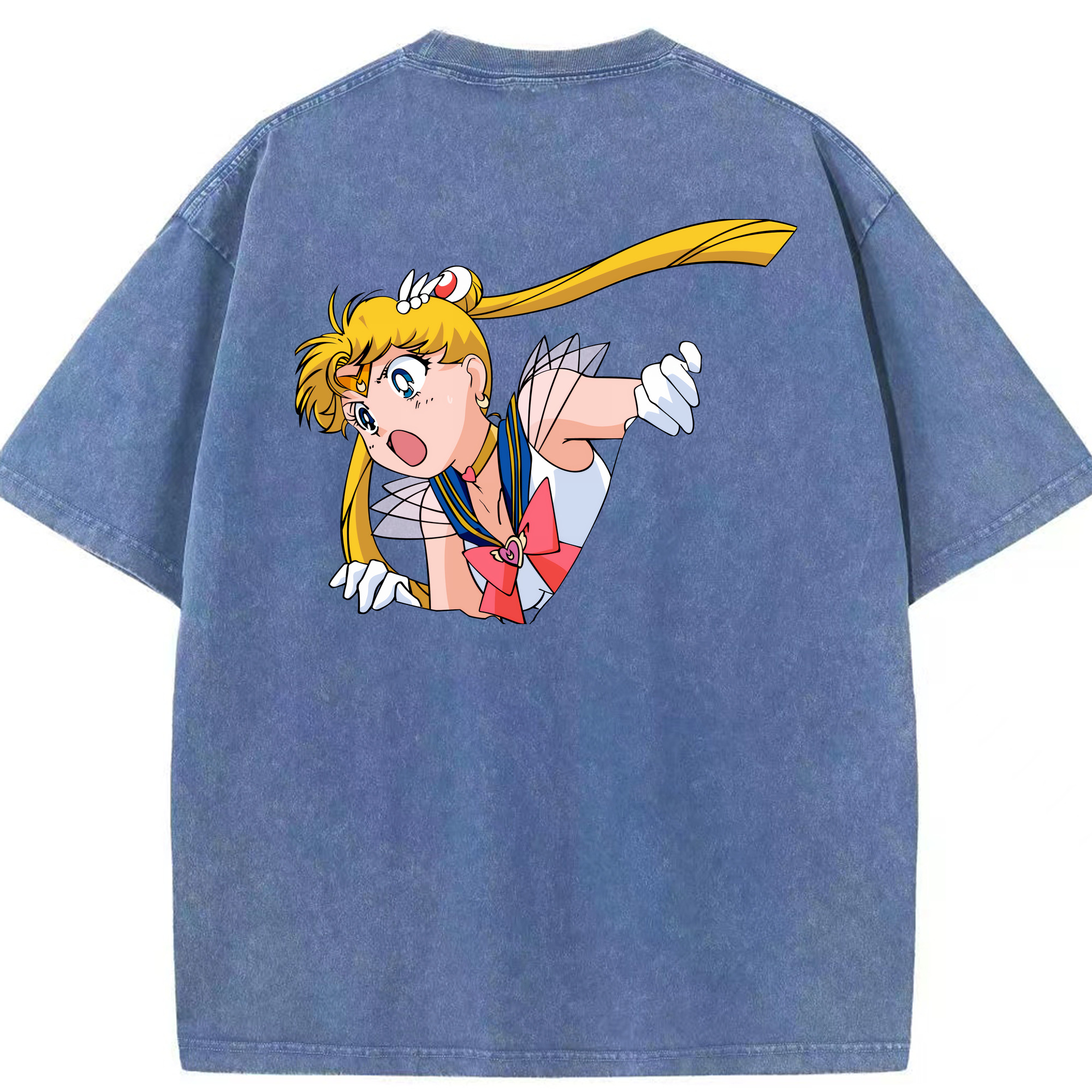 （画像用） 美少女戦士セーラームーン 月野 うさぎ つきの うさぎ Sailor Moon Tsukino Usagi 綿100% ヴィンテージ風 半袖Tシャツ（背面プリント）