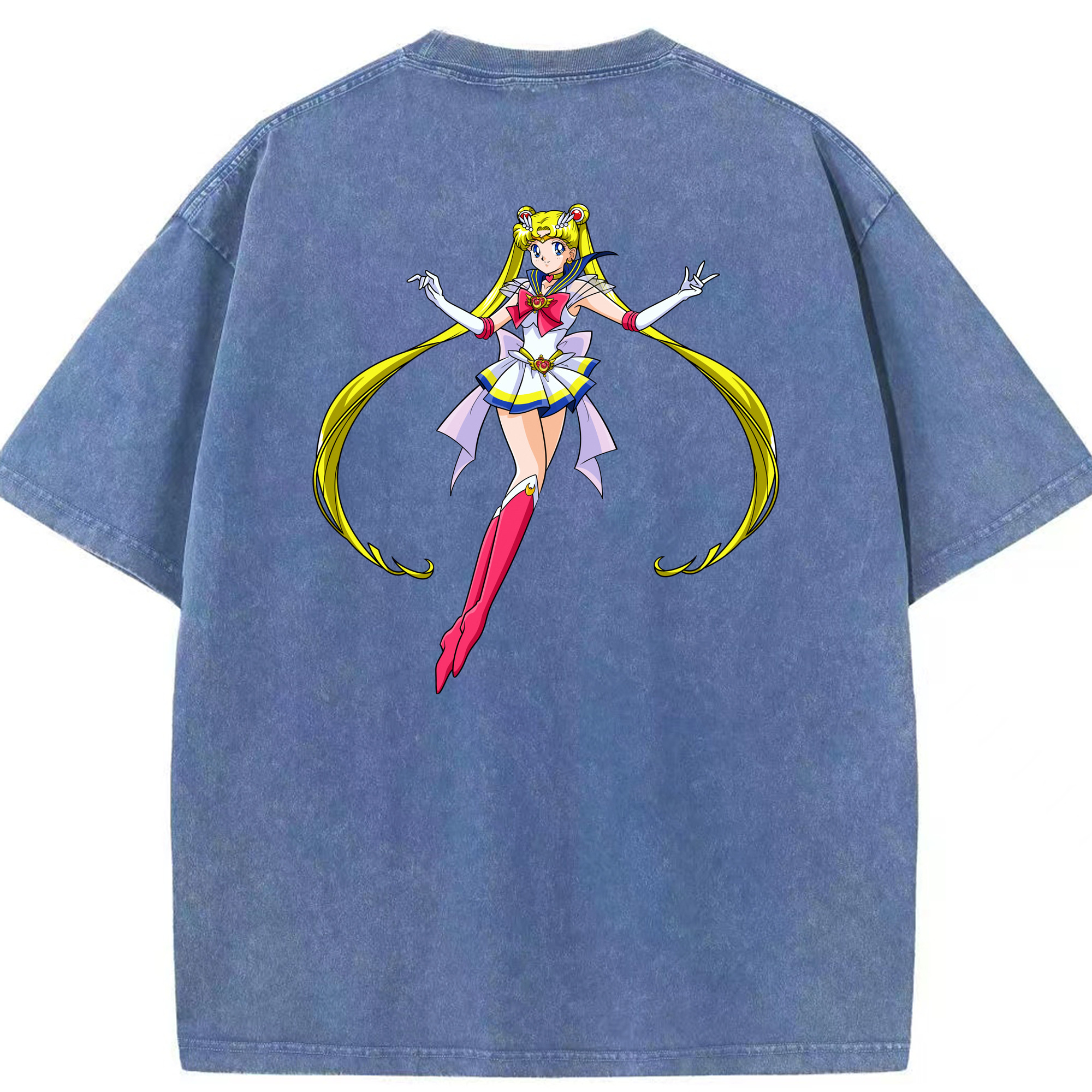（画像用） 美少女戦士セーラームーン 月野 うさぎ つきの うさぎ Sailor Moon Tsukino Usagi 綿100% ヴィンテージ風 半袖Tシャツ（背面プリント）