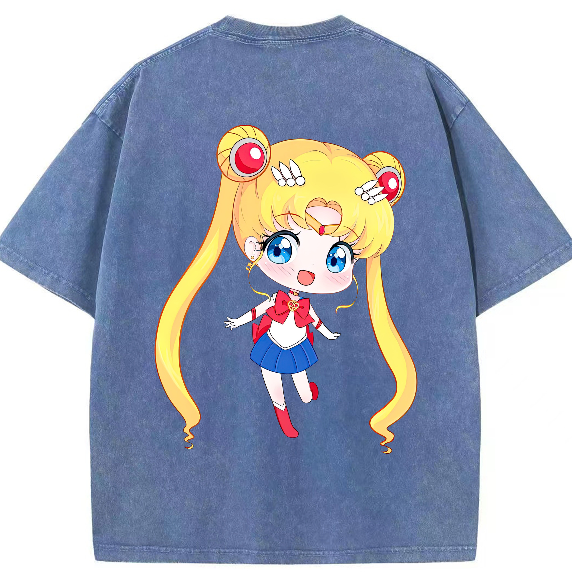 （画像用） 美少女戦士セーラームーン 月野 うさぎ つきの うさぎ Sailor Moon Tsukino Usagi 綿100% ヴィンテージ風 半袖Tシャツ（背面プリント）