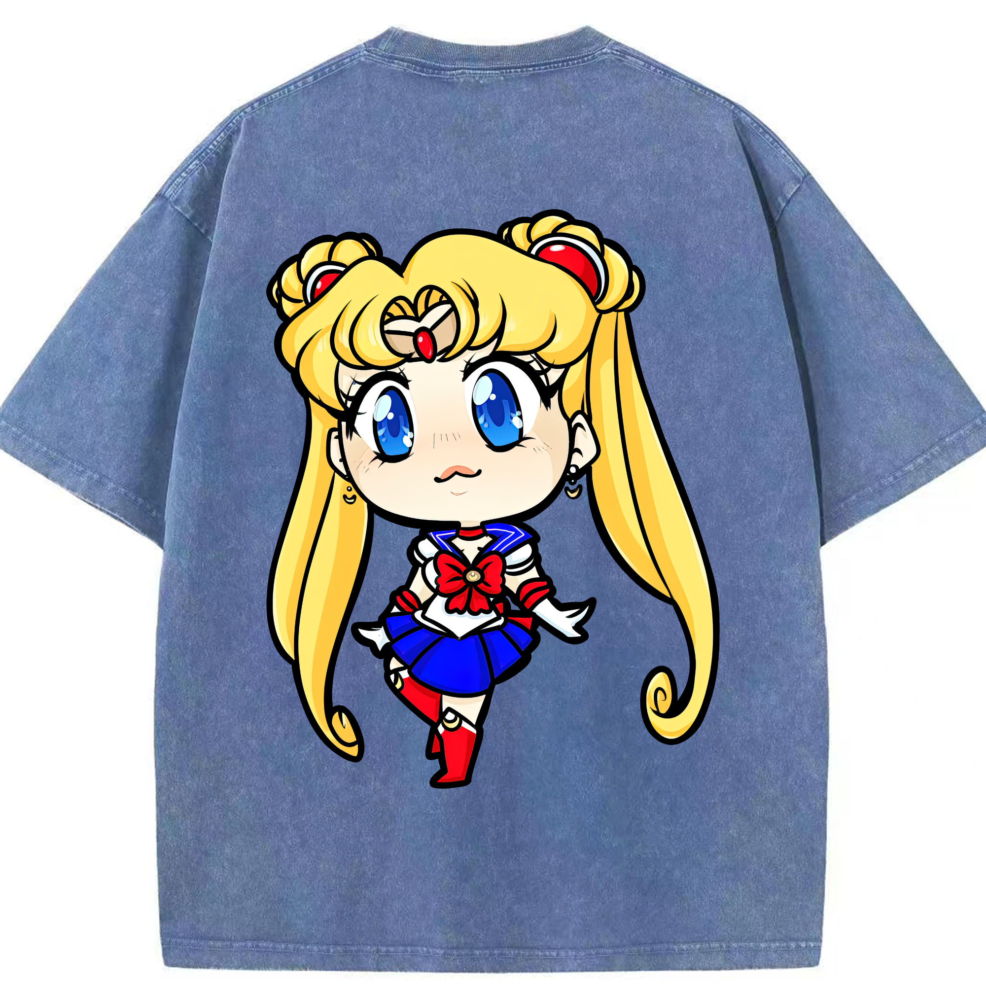 （画像用） 美少女戦士セーラームーン 月野 うさぎ つきの うさぎ Sailor Moon Tsukino Usagi 綿100% ヴィンテージ風 半袖Tシャツ（背面プリント）