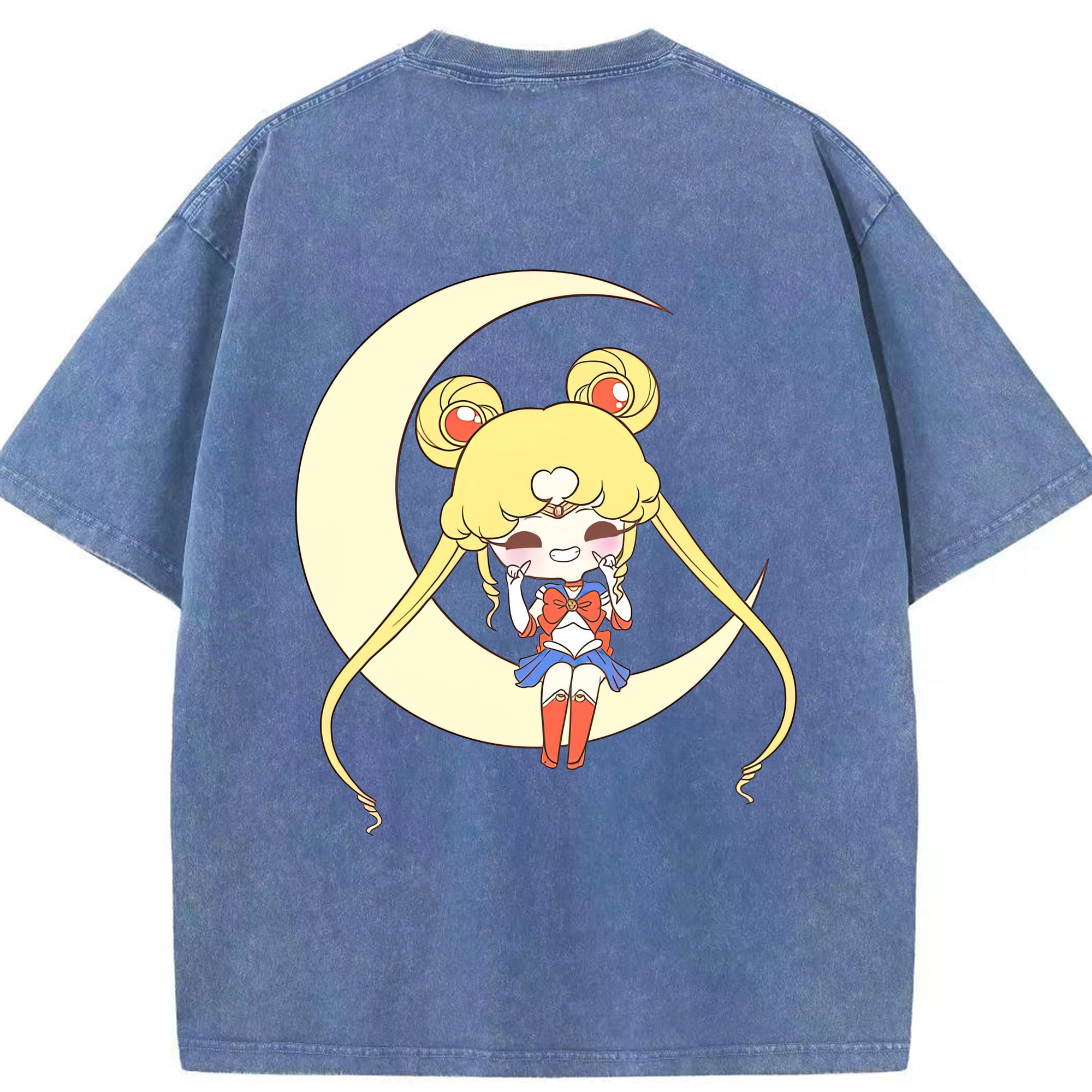 （画像用） 美少女戦士セーラームーン 月野 うさぎ つきの うさぎ Sailor Moon Tsukino Usagi 綿100% ヴィンテージ風 半袖Tシャツ（背面プリント）