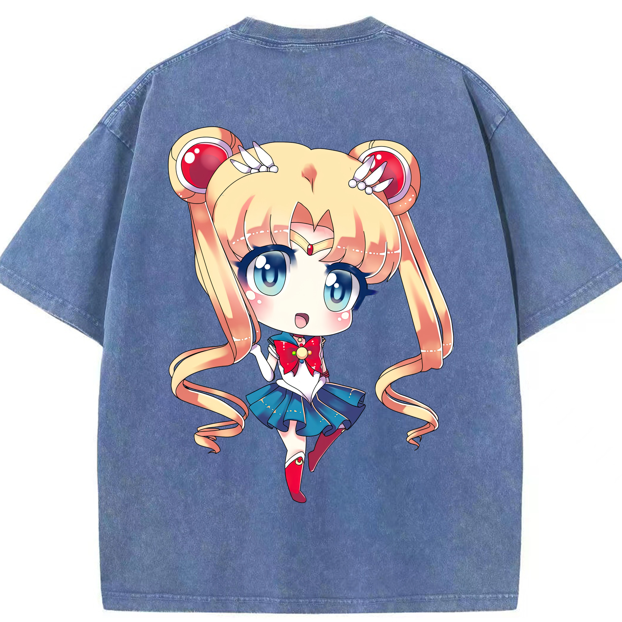 （画像用） 美少女戦士セーラームーン 月野 うさぎ つきの うさぎ Sailor Moon Tsukino Usagi 綿100% ヴィンテージ風 半袖Tシャツ（背面プリント）