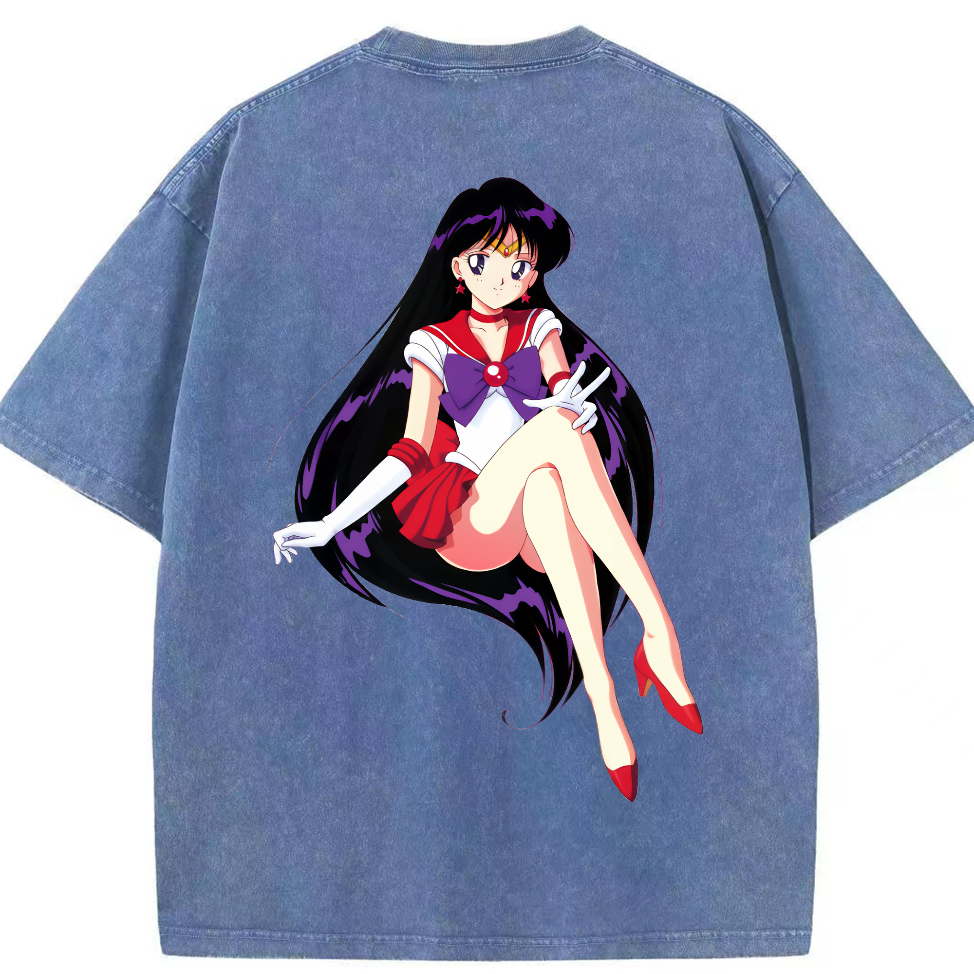 （画像用） 美少女戦士セーラームーン 火野レイ ひの レイ Sailor Moon Hino Rei （セーラーマーズ,Sailor Mars） 綿100% ヴィンテージ風 半袖Tシャツ（背面プリント）