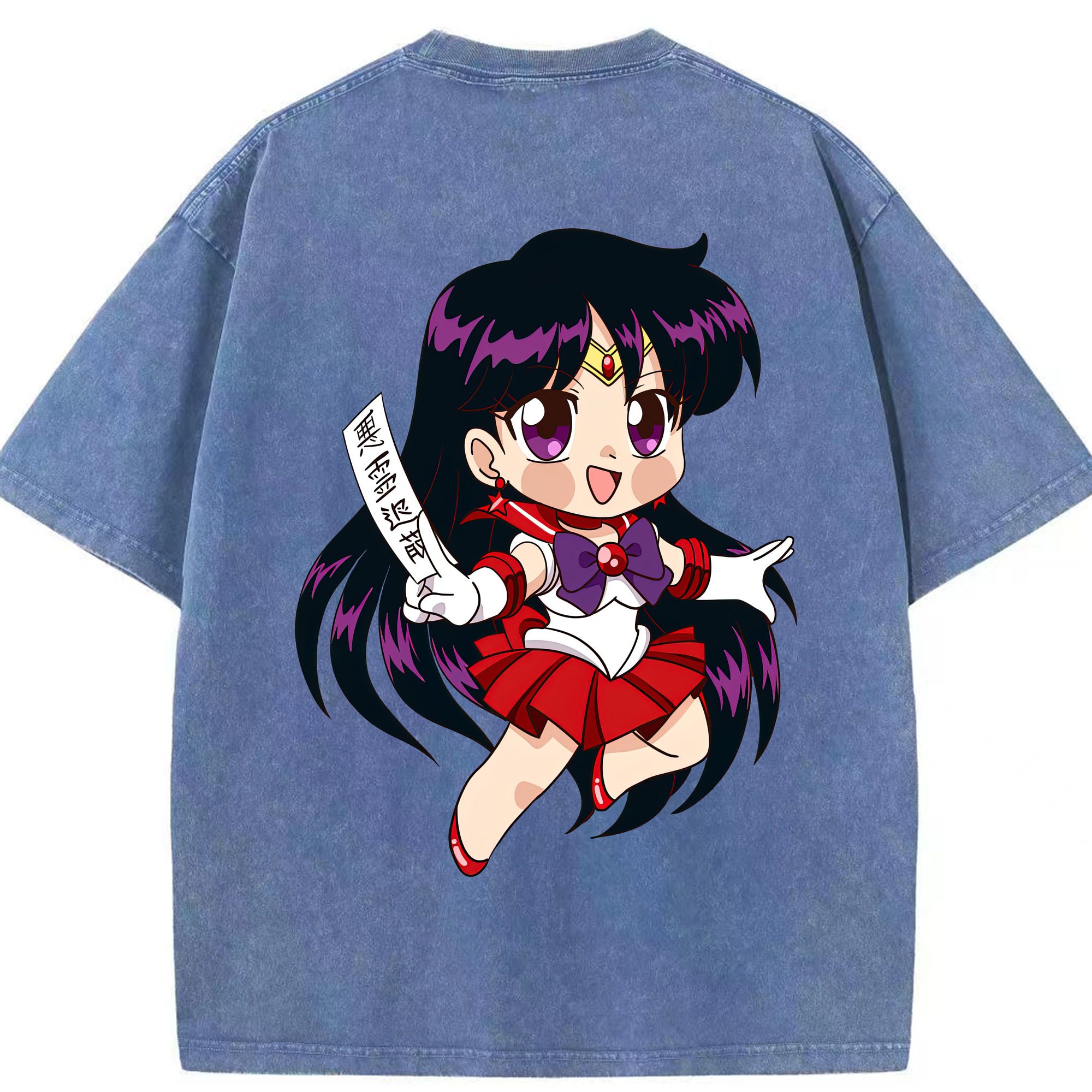 （画像用） 美少女戦士セーラームーン 火野レイ ひの レイ Sailor Moon Hino Rei （セーラーマーズ,Sailor Mars） 綿100% ヴィンテージ風 半袖Tシャツ（背面プリント）