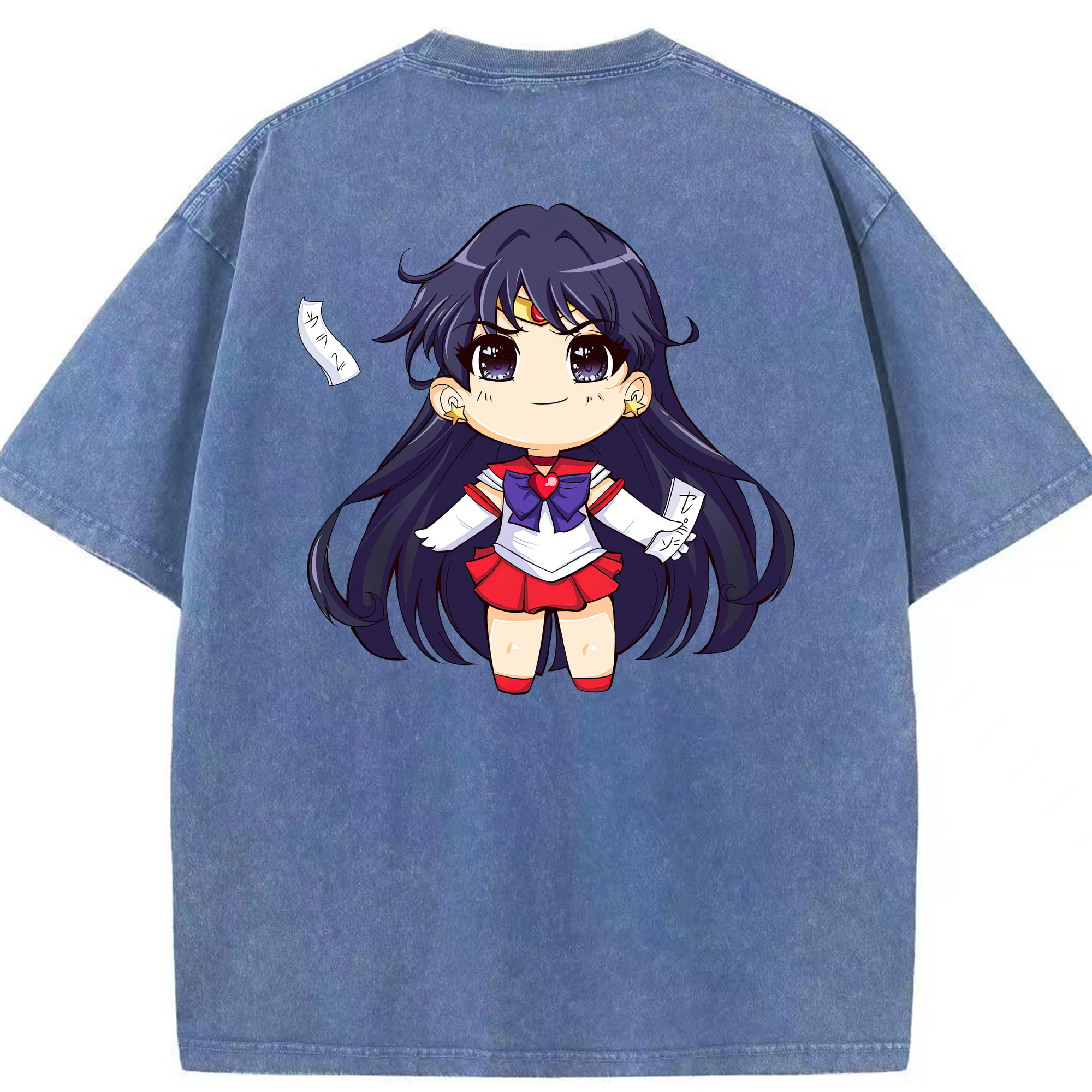 （画像用） 美少女戦士セーラームーン 火野レイ ひの レイ Sailor Moon Hino Rei （セーラーマーズ,Sailor Mars） 綿100% ヴィンテージ風 半袖Tシャツ（背面プリント）