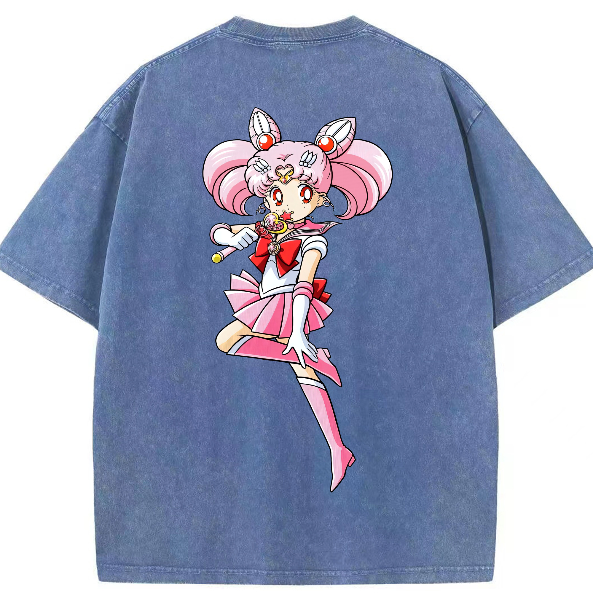 （画像用） 美少女戦士セーラームーン ちびうさ Sailor Moon Chibiusa Tsukino Usagi Small Lady Serenity 綿100% ヴィンテージ風 半袖Tシャツ（背面プリント）