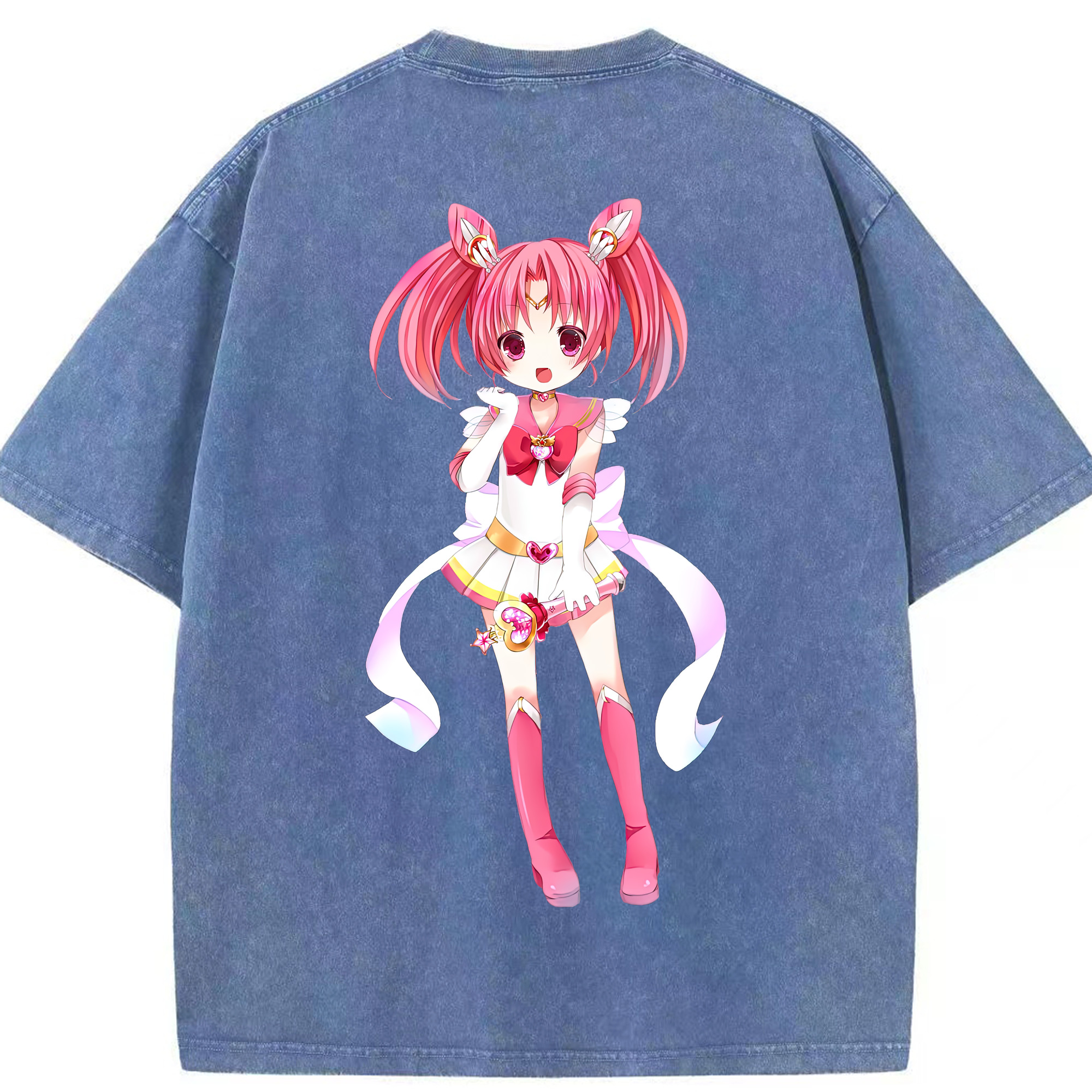 （画像用） 美少女戦士セーラームーン ちびうさ Sailor Moon Chibiusa Tsukino Usagi Small Lady Serenity 綿100% ヴィンテージ風 半袖Tシャツ（背面プリント）