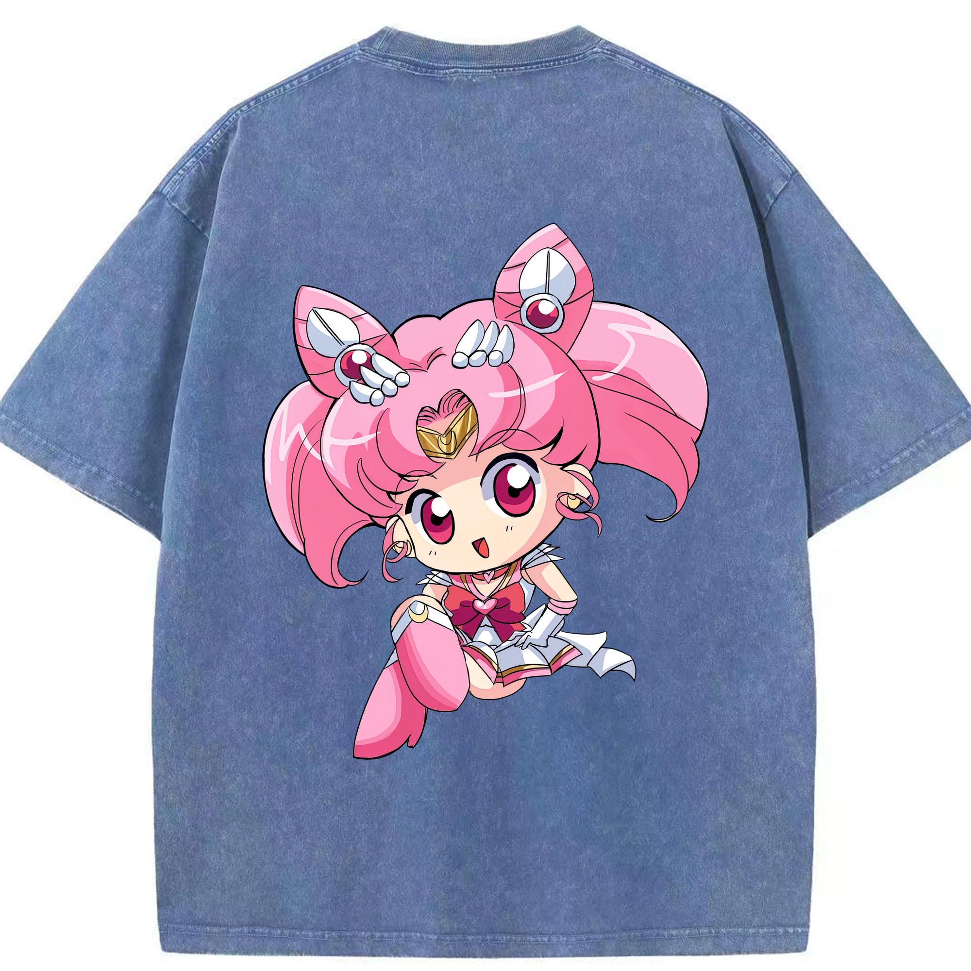 （画像用） 美少女戦士セーラームーン ちびうさ Sailor Moon Chibiusa Tsukino Usagi Small Lady Serenity 綿100% ヴィンテージ風 半袖Tシャツ（背面プリント）