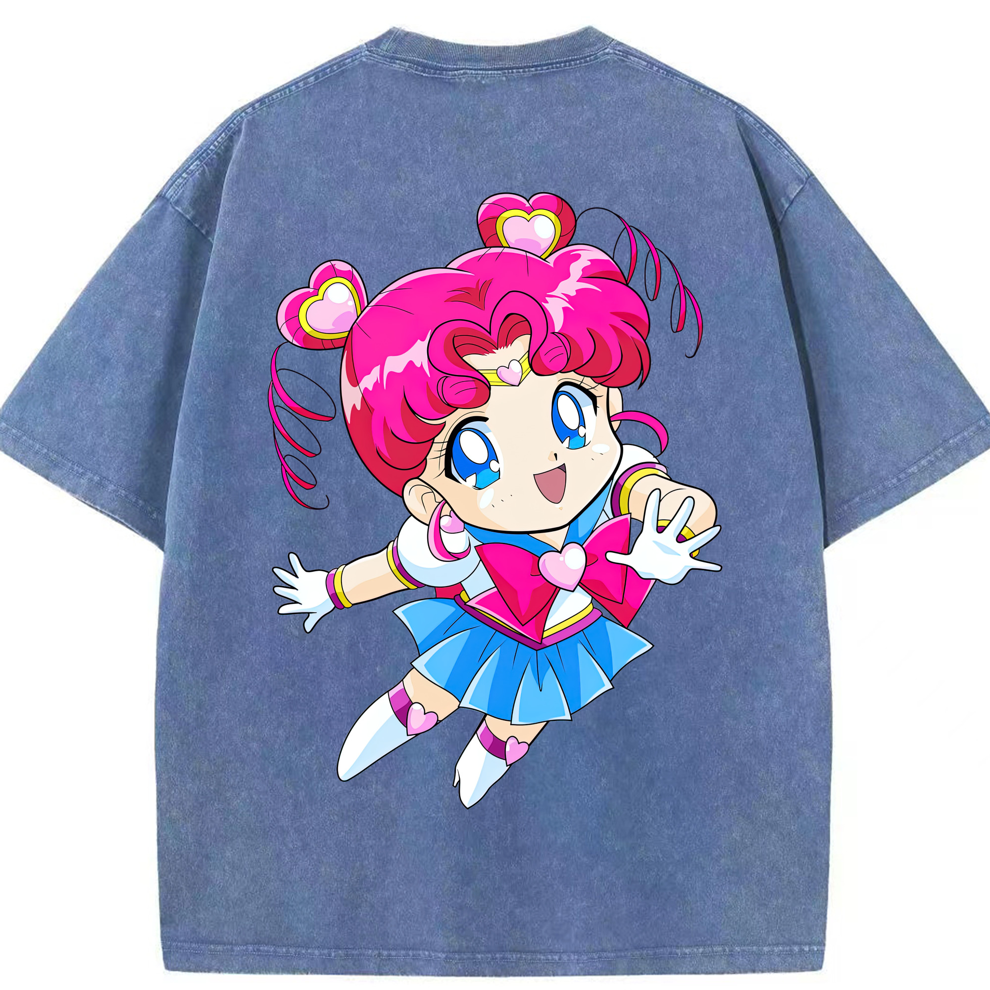 （画像用） 美少女戦士セーラームーン ちびうさ Sailor Moon Chibiusa Tsukino Usagi Small Lady Serenity 綿100% ヴィンテージ風 半袖Tシャツ（背面プリント）