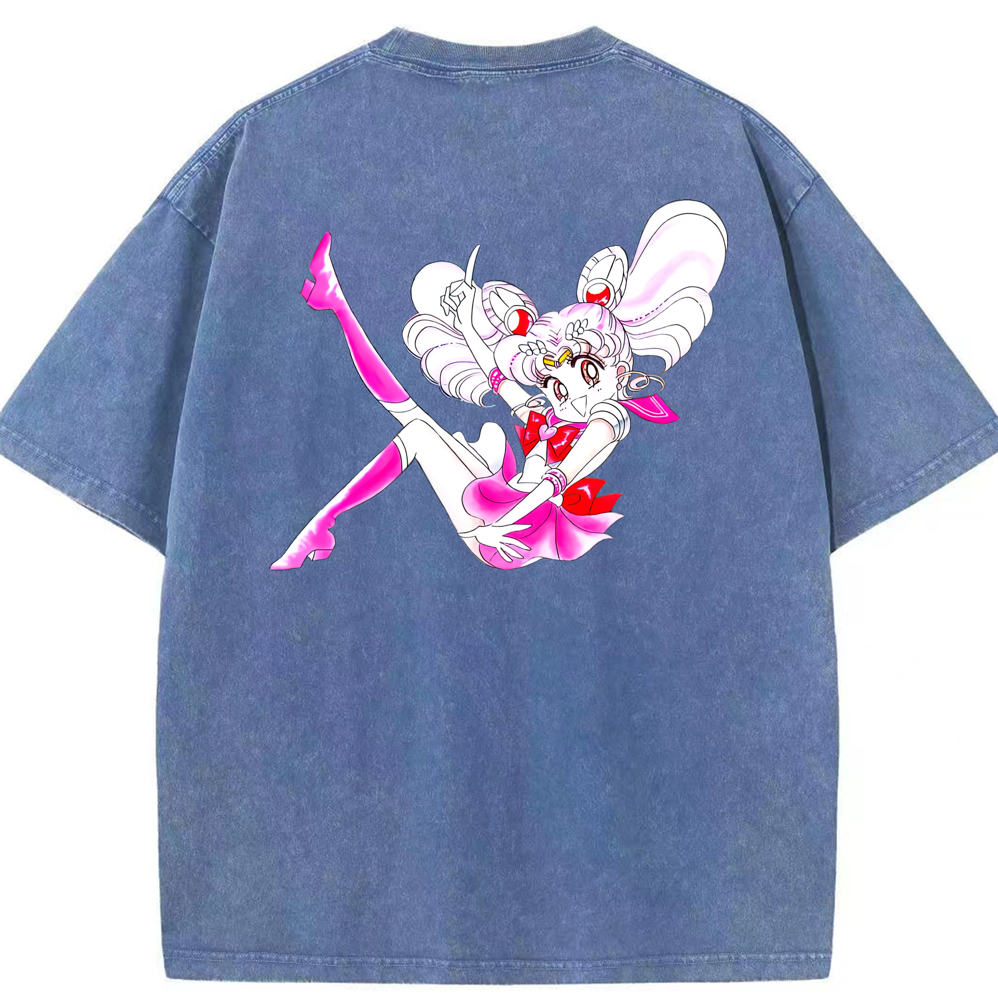 （画像用） 美少女戦士セーラームーン ちびうさ Sailor Moon Chibiusa Tsukino Usagi Small Lady Serenity 綿100% ヴィンテージ風 半袖Tシャツ（背面プリント）