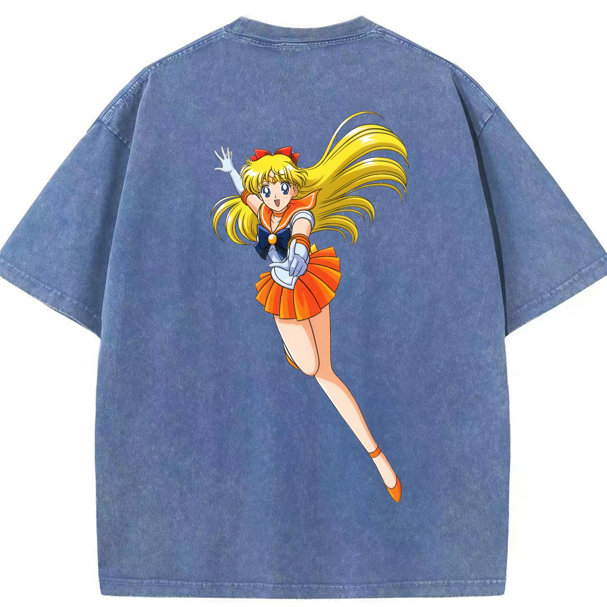 （画像用） 美少女戦士セーラームーン 愛野 美奈子 あいの みなこ Sailor Moon Aino Minako 綿100% ヴィンテージ風 半袖Tシャツ（背面プリント）