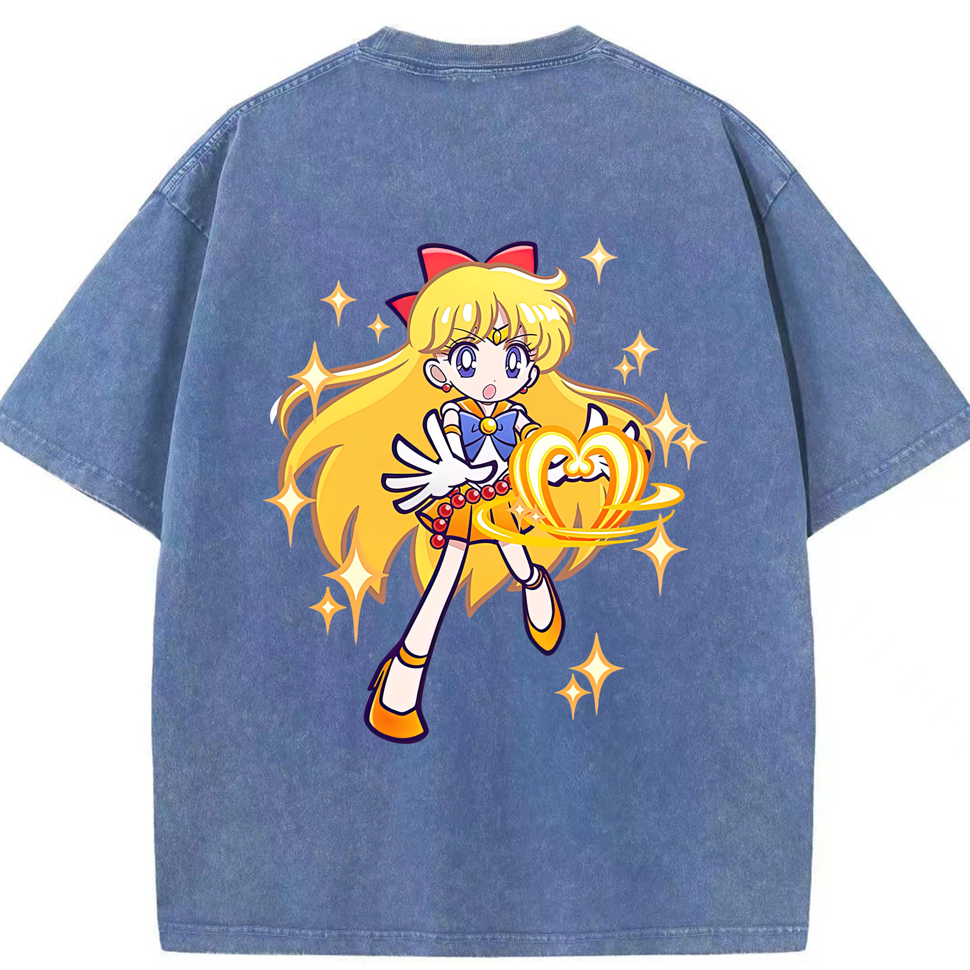 （画像用） 美少女戦士セーラームーン 愛野 美奈子 あいの みなこ Sailor Moon Aino Minako 綿100% ヴィンテージ風 半袖Tシャツ（背面プリント）