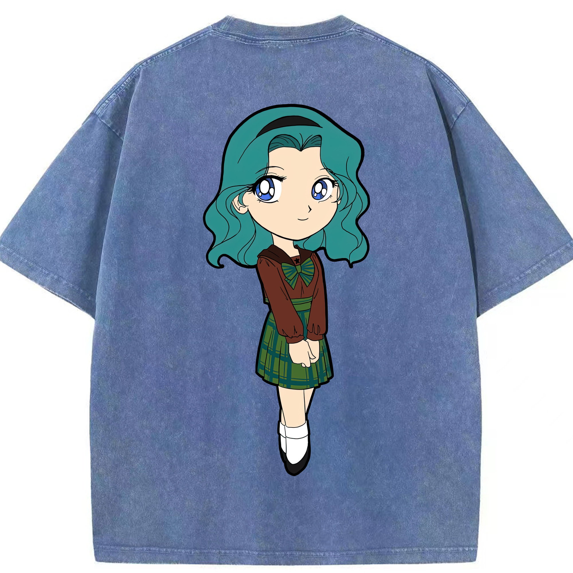 （画像用） 美少女戦士セーラームーン 海王 みちる（かいおう みちる） Sailor Moon Kaiou Michiru 綿100% ヴィンテージ風 半袖Tシャツ（背面プリント）