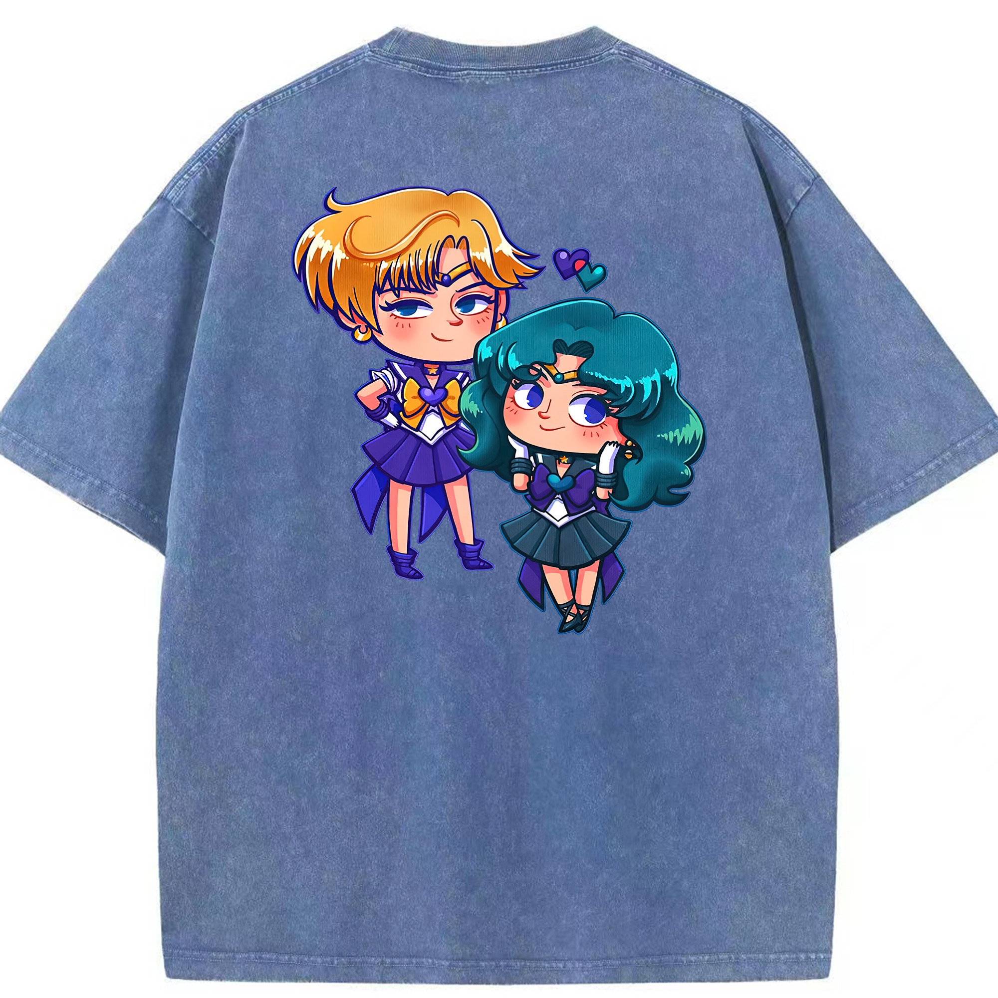 （画像用） 美少女戦士セーラームーン 天王はるか Sailor Moon Tenoh Haruka 綿100% ヴィンテージ風 半袖Tシャツ（背面プリント）