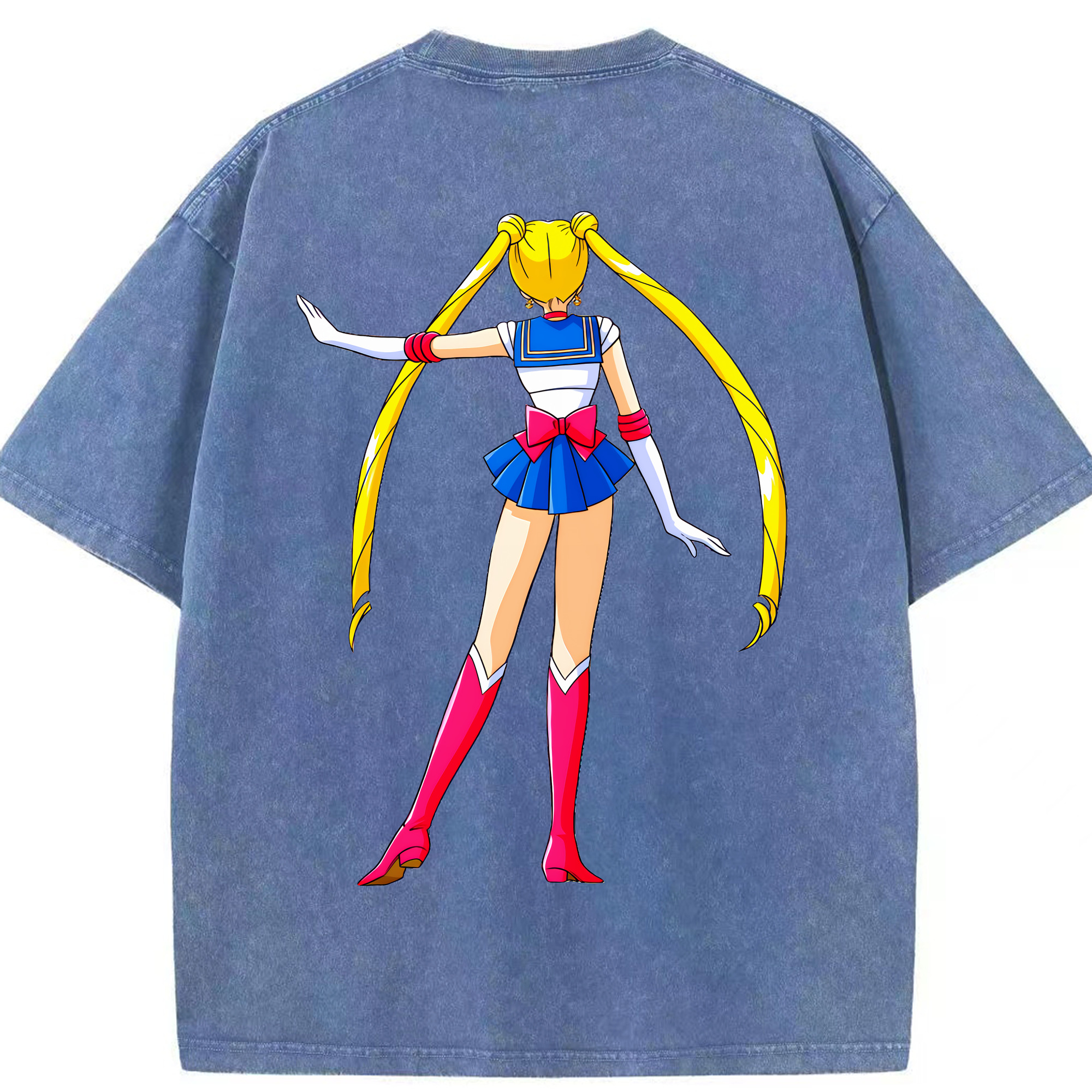 （画像用） 美少女戦士セーラームーン 月野 うさぎ つきの うさぎ Sailor Moon Tsukino Usagi 綿100% ヴィンテージ風 半袖Tシャツ（背面プリント）