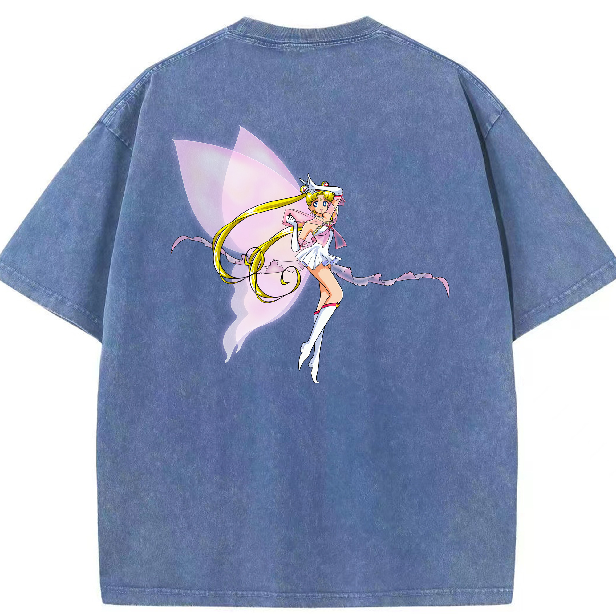 （画像用） 美少女戦士セーラームーン 月野 うさぎ つきの うさぎ Sailor Moon Tsukino Usagi 綿100% ヴィンテージ風 半袖Tシャツ（背面プリント）