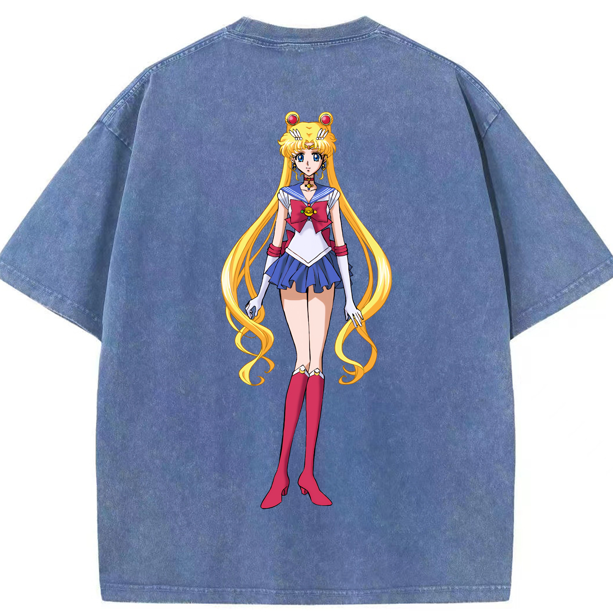 （画像用） 美少女戦士セーラームーン 月野 うさぎ つきの うさぎ Sailor Moon Tsukino Usagi 綿100% ヴィンテージ風 半袖Tシャツ（背面プリント）