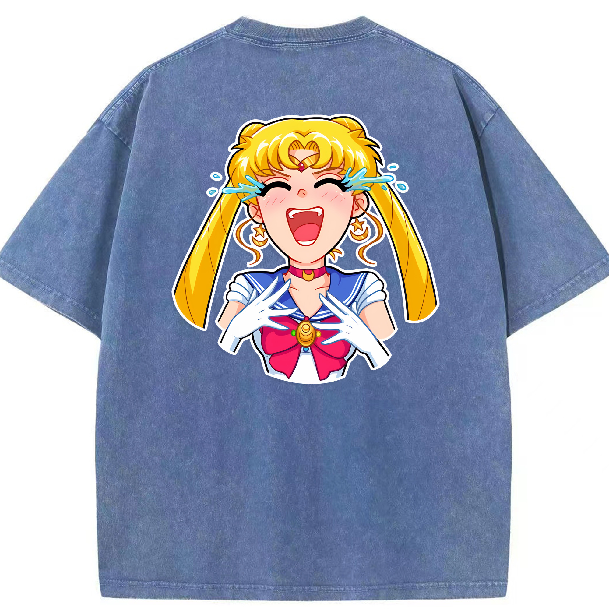 （画像用） 美少女戦士セーラームーン 月野 うさぎ つきの うさぎ Sailor Moon Tsukino Usagi 綿100% ヴィンテージ風 半袖Tシャツ（背面プリント）