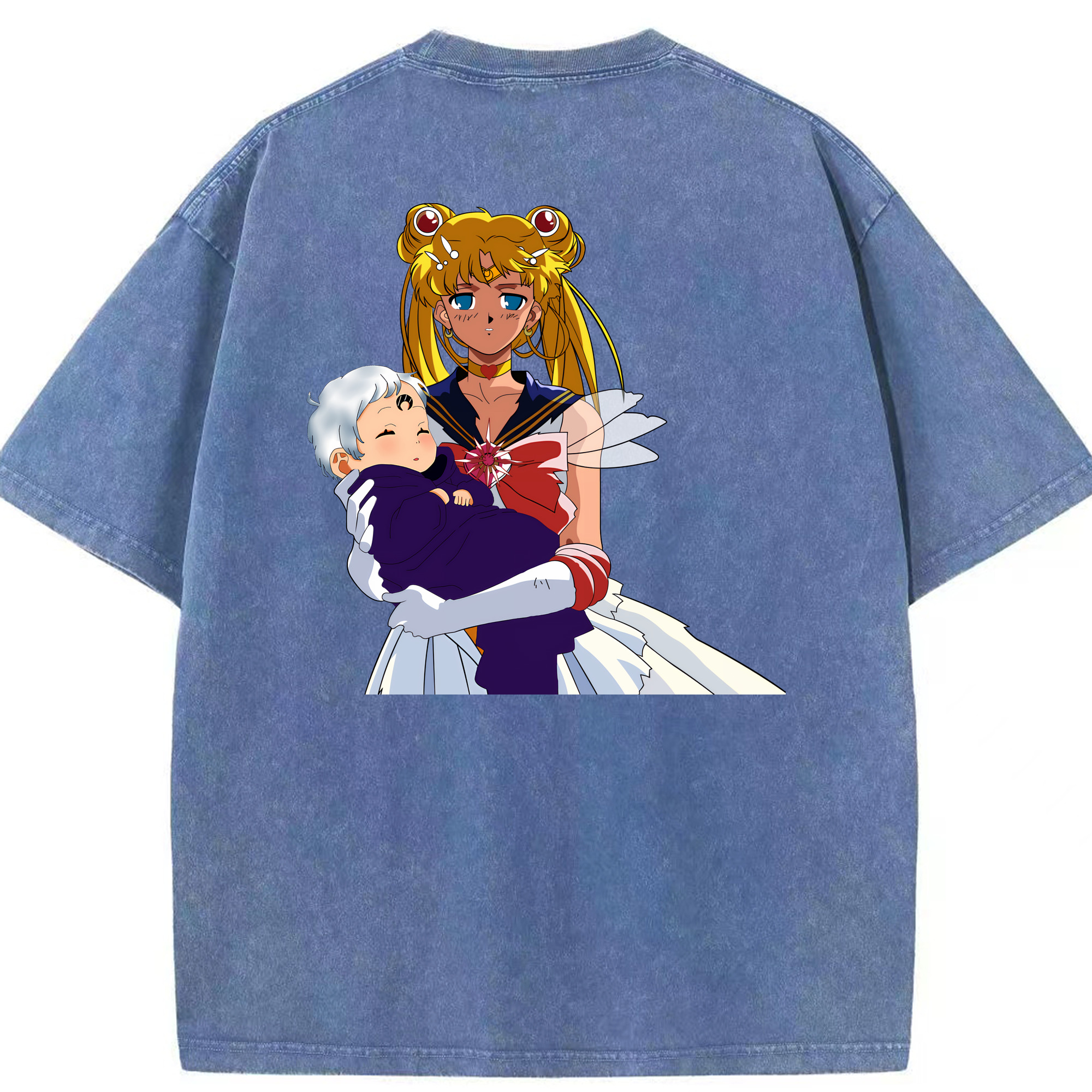 （画像用） 美少女戦士セーラームーン 月野 うさぎ つきの うさぎ Sailor Moon Tsukino Usagi 綿100% ヴィンテージ風 半袖Tシャツ（背面プリント）