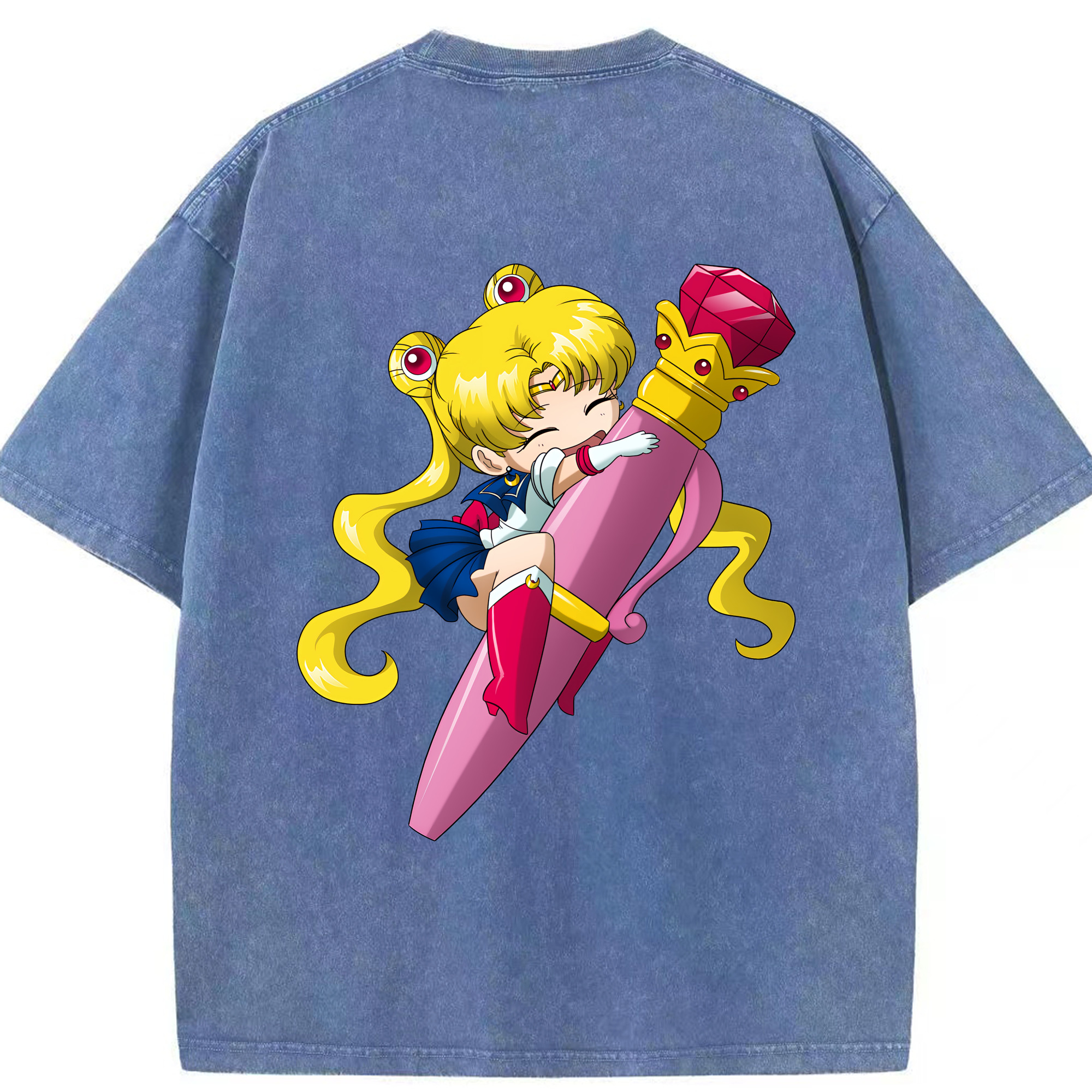 （画像用） 美少女戦士セーラームーン 月野 うさぎ つきの うさぎ Sailor Moon Tsukino Usagi 綿100% ヴィンテージ風 半袖Tシャツ（背面プリント）