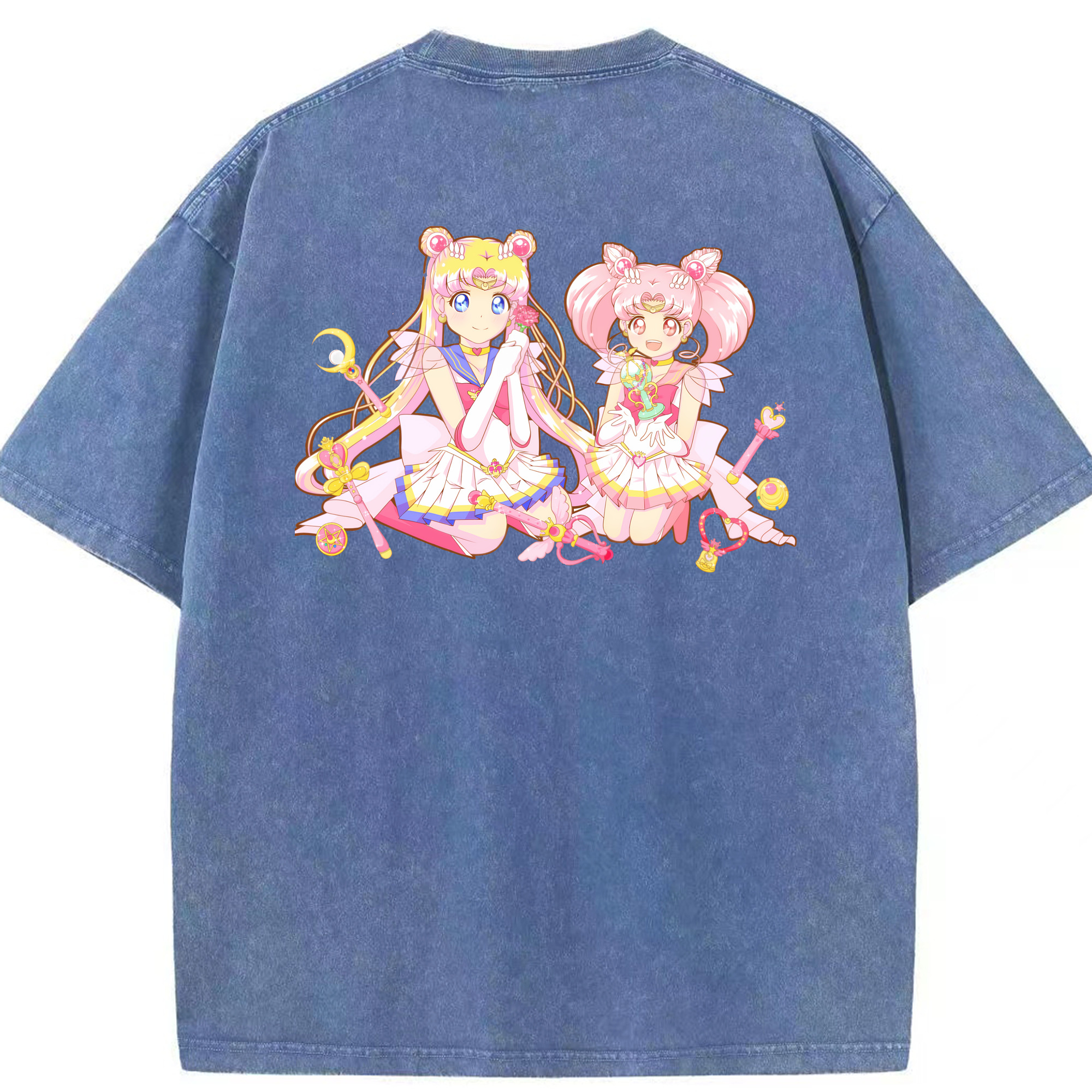 （画像用） 美少女戦士セーラームーン 月野 うさぎ つきの うさぎ Sailor Moon Tsukino Usagi 綿100% ヴィンテージ風 半袖Tシャツ（背面プリント）