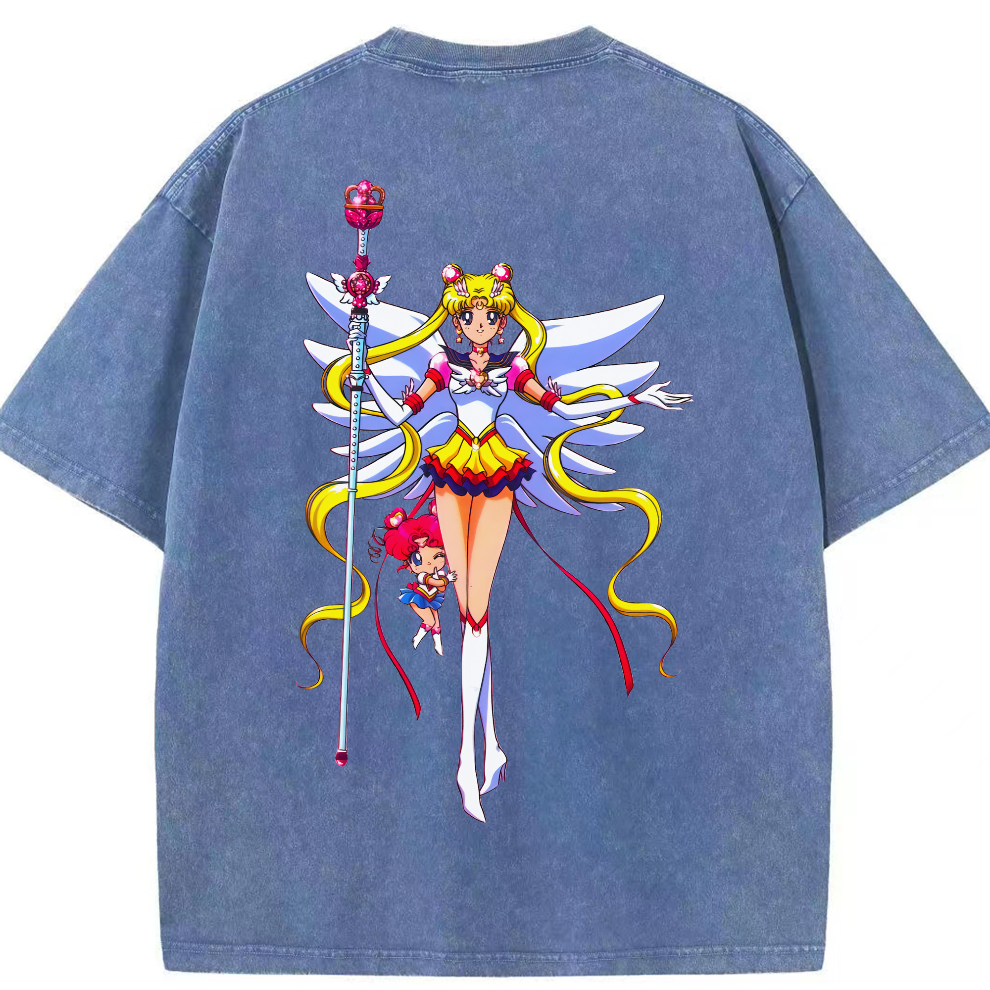 （画像用） 美少女戦士セーラームーン 月野 うさぎ つきの うさぎ Sailor Moon Tsukino Usagi 綿100% ヴィンテージ風 半袖Tシャツ（背面プリント）
