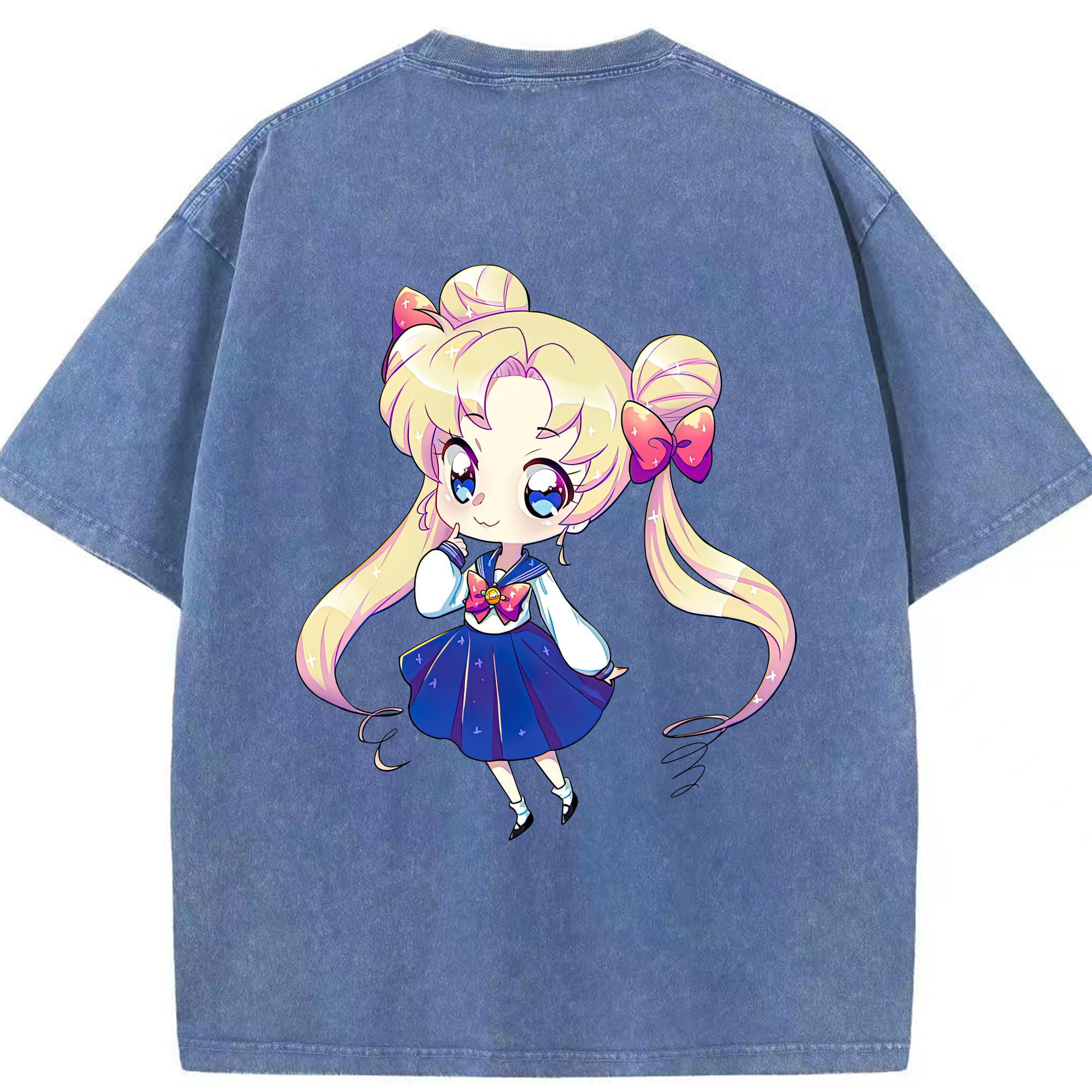 （画像用） 美少女戦士セーラームーン 月野 うさぎ つきの うさぎ Sailor Moon Tsukino Usagi 綿100% ヴィンテージ風 半袖Tシャツ（背面プリント）
