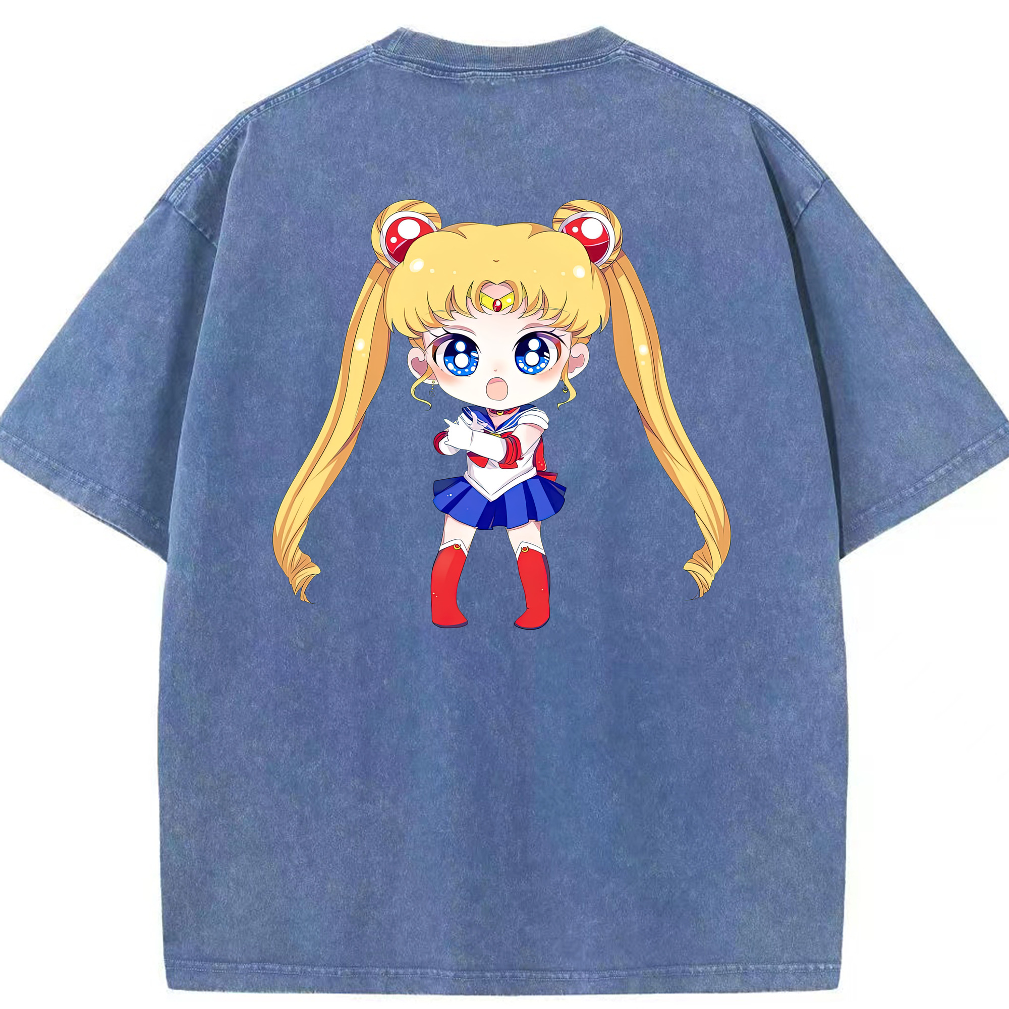 （画像用） 美少女戦士セーラームーン 月野 うさぎ つきの うさぎ Sailor Moon Tsukino Usagi 綿100% ヴィンテージ風 半袖Tシャツ（背面プリント）