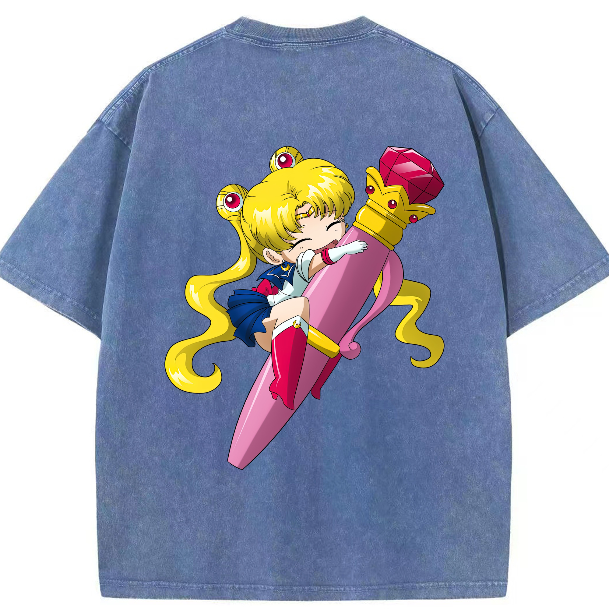 （画像用） 美少女戦士セーラームーン 月野 うさぎ つきの うさぎ Sailor Moon Tsukino Usagi 綿100% ヴィンテージ風 半袖Tシャツ（背面プリント）