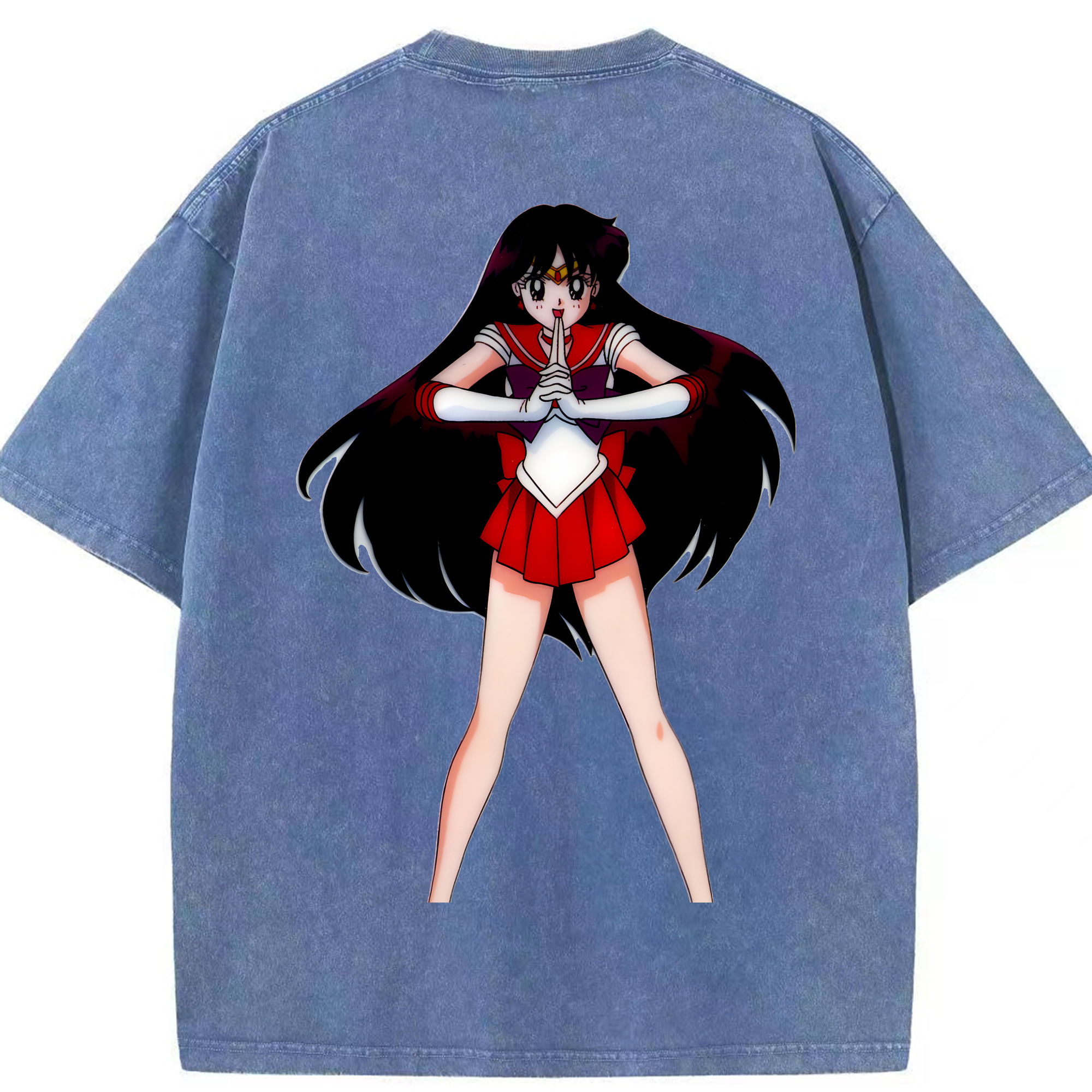 （画像用） 美少女戦士セーラームーン 火野レイ ひの レイ Sailor Moon Hino Rei （セーラーマーズ,Sailor Mars） 綿100% ヴィンテージ風 半袖Tシャツ（背面プリント）