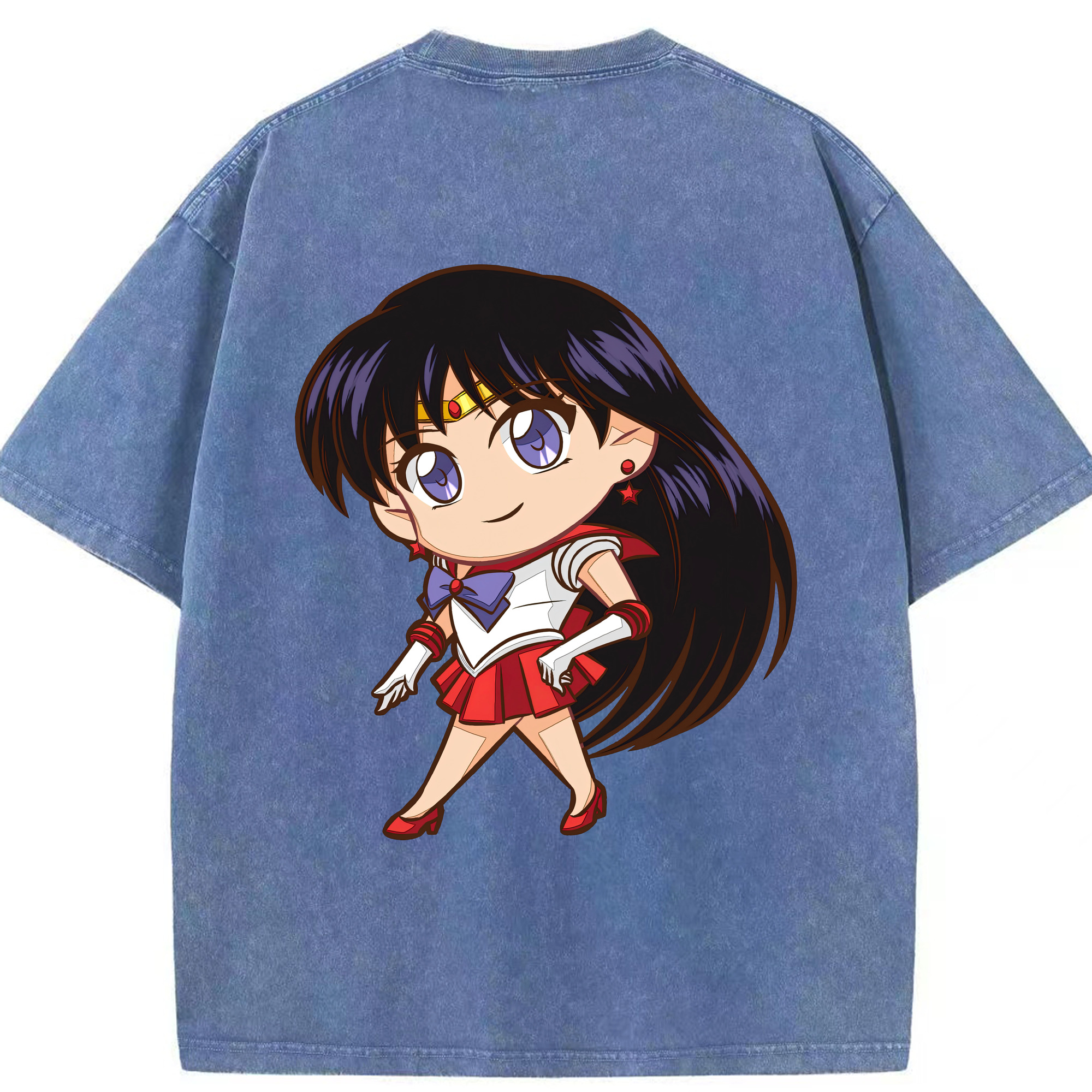 （画像用） 美少女戦士セーラームーン 火野レイ ひの レイ Sailor Moon Hino Rei （セーラーマーズ,Sailor Mars） 綿100% ヴィンテージ風 半袖Tシャツ（背面プリント）