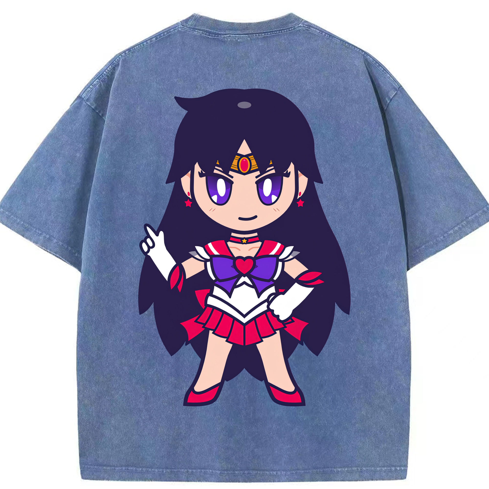 （画像用） 美少女戦士セーラームーン 火野レイ ひの レイ Sailor Moon Hino Rei （セーラーマーズ,Sailor Mars） 綿100% ヴィンテージ風 半袖Tシャツ（背面プリント）