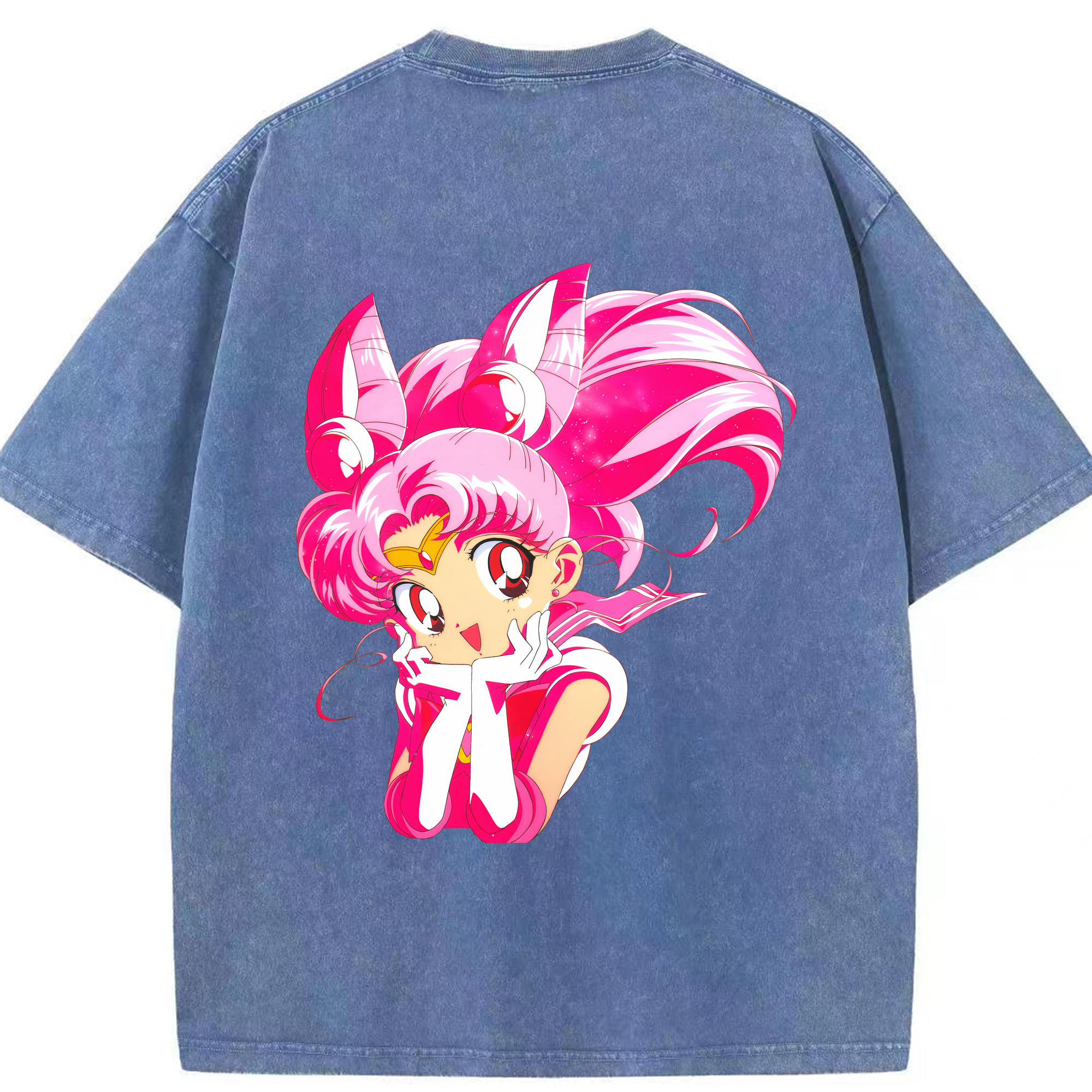 （画像用） 美少女戦士セーラームーン ちびうさ Sailor Moon Chibiusa Tsukino Usagi Small Lady Serenity 綿100% ヴィンテージ風 半袖Tシャツ（背面プリント）