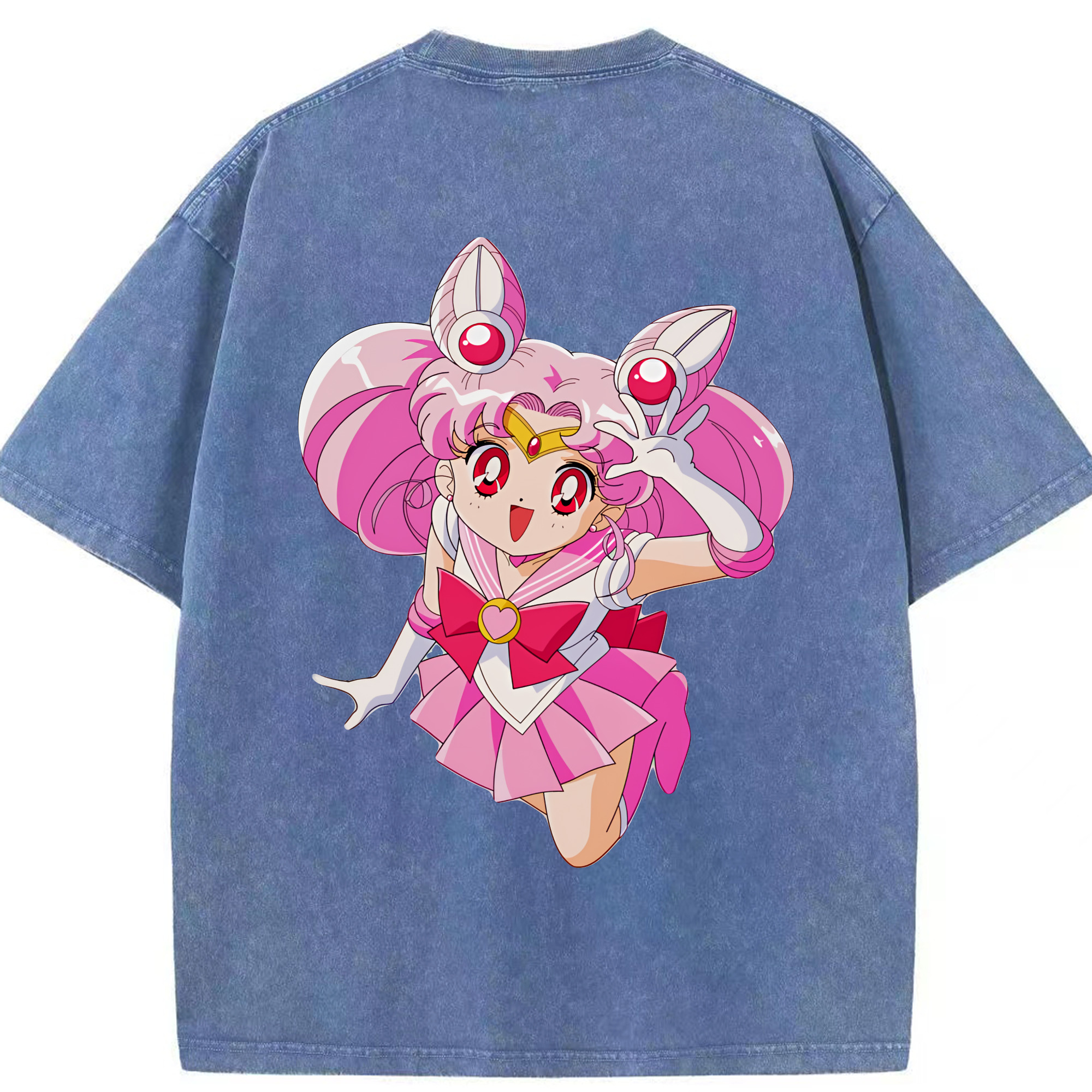 （画像用） 美少女戦士セーラームーン ちびうさ Sailor Moon Chibiusa Tsukino Usagi Small Lady Serenity 綿100% ヴィンテージ風 半袖Tシャツ（背面プリント）