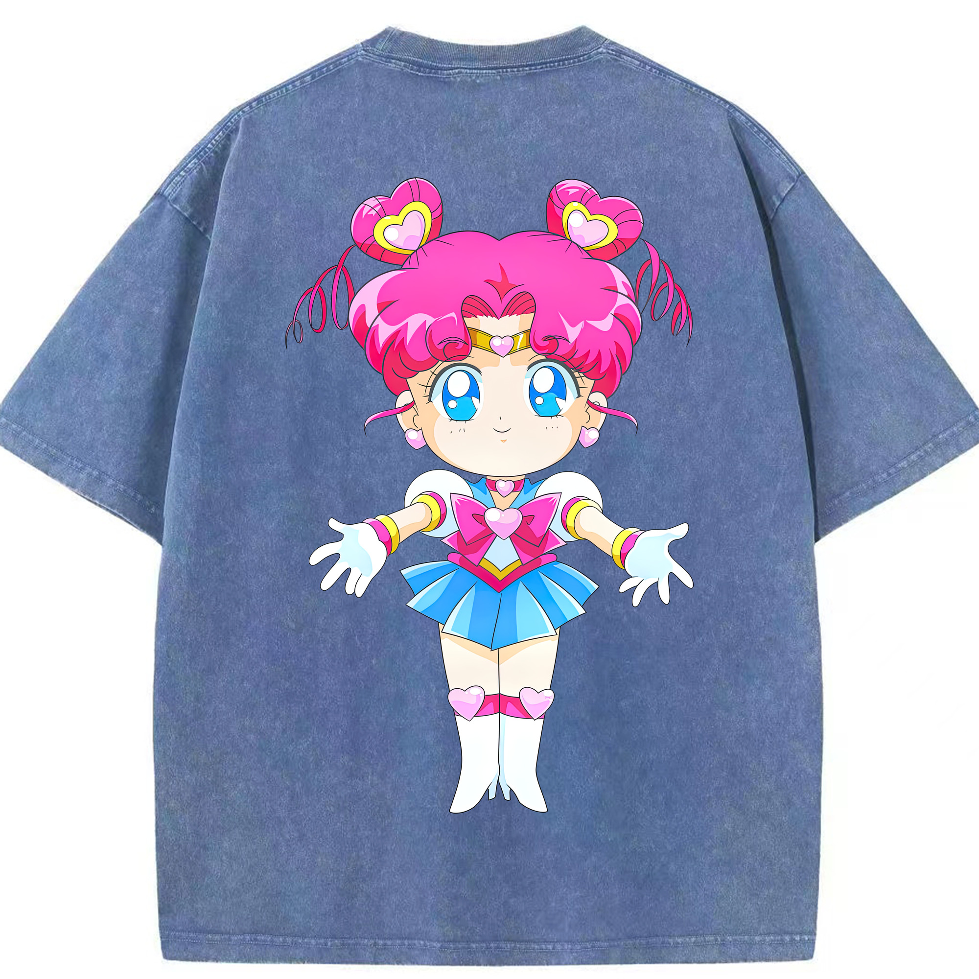 （画像用） 美少女戦士セーラームーン ちびうさ Sailor Moon Chibiusa Tsukino Usagi Small Lady Serenity 綿100% ヴィンテージ風 半袖Tシャツ（背面プリント）