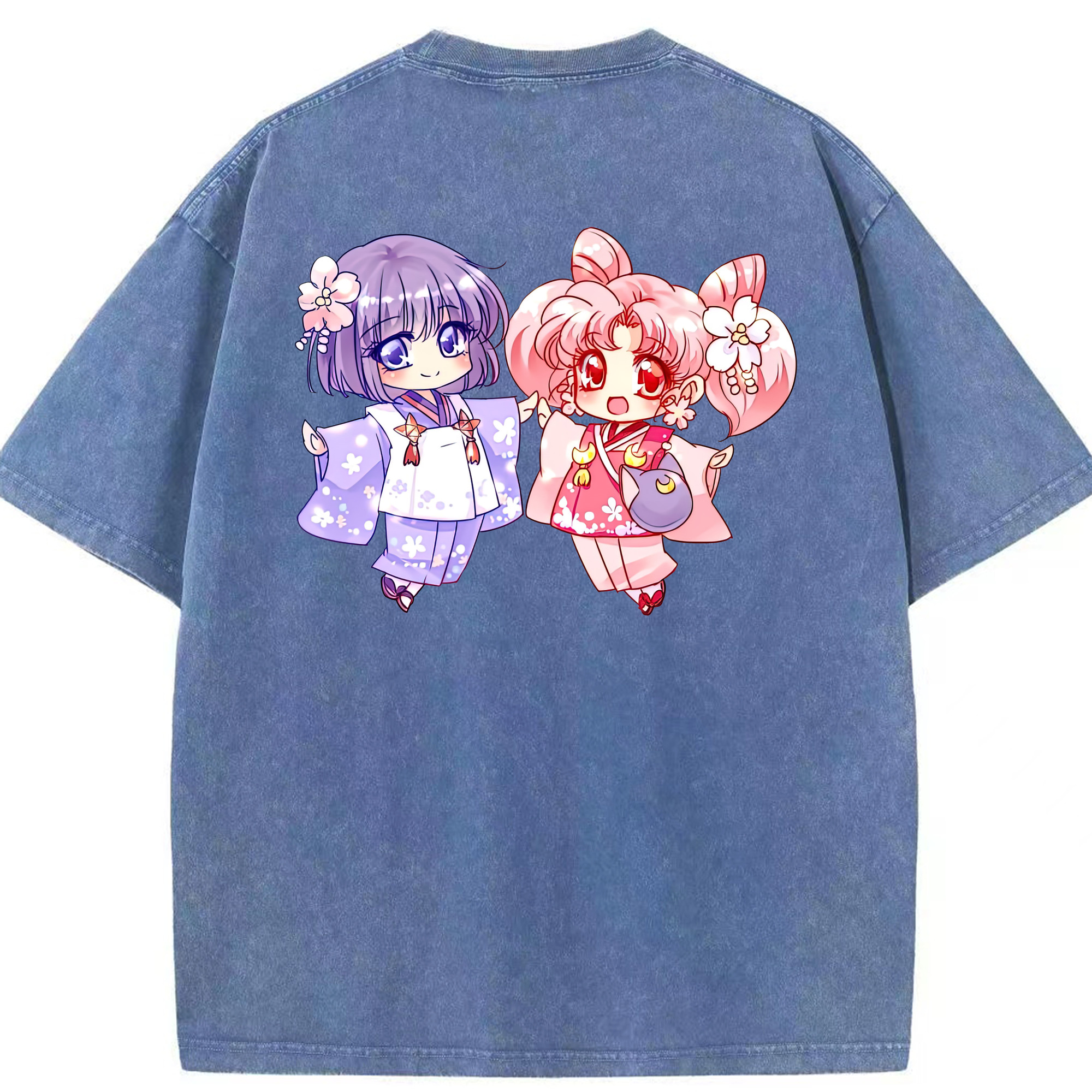 （画像用） 美少女戦士セーラームーン ちびうさ Sailor Moon Chibiusa Tsukino Usagi Small Lady Serenity 綿100% ヴィンテージ風 半袖Tシャツ（背面プリント）