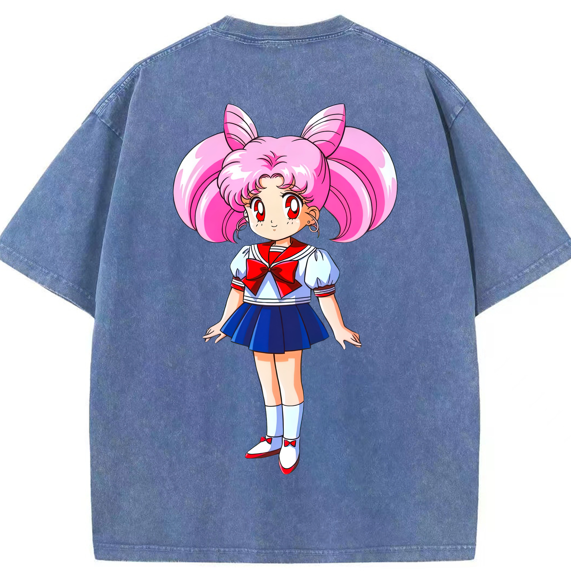 （画像用） 美少女戦士セーラームーン ちびうさ Sailor Moon Chibiusa Tsukino Usagi Small Lady Serenity 綿100% ヴィンテージ風 半袖Tシャツ（背面プリント）