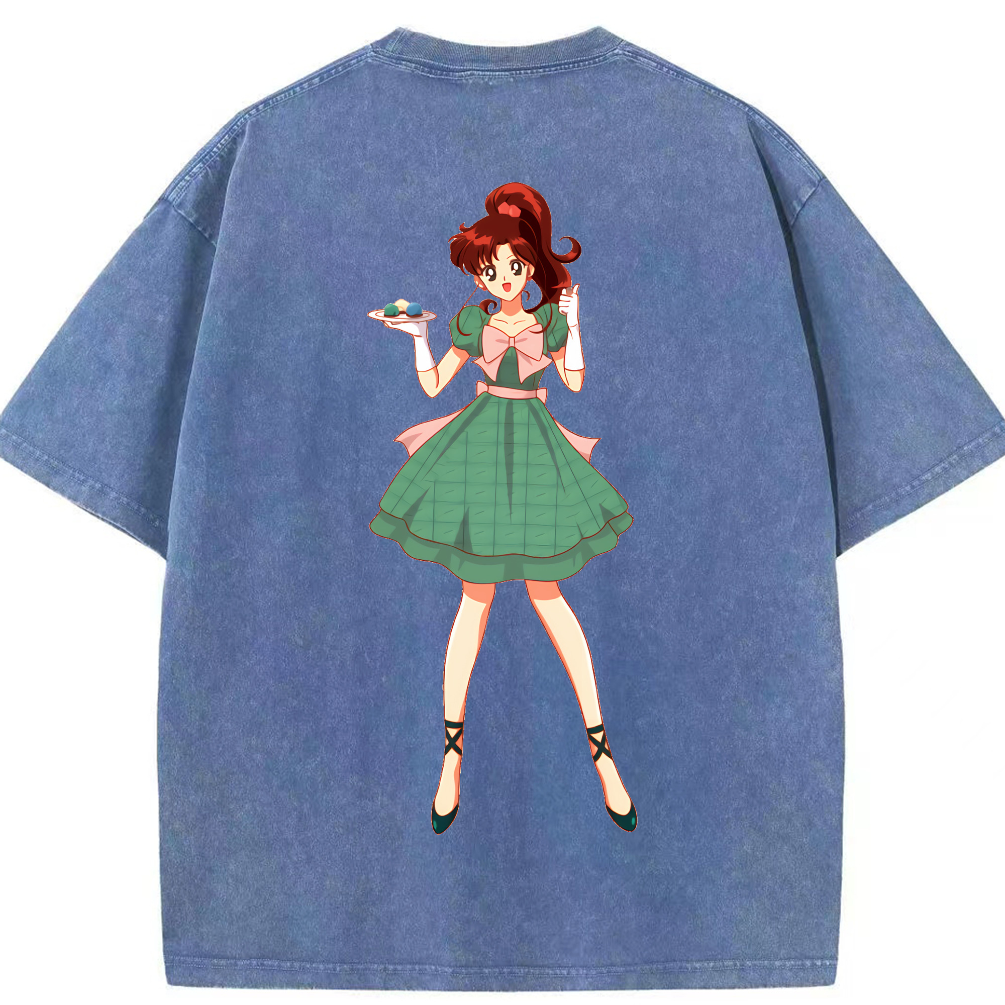（画像用） 美少女戦士セーラームーン 木野 まこと きの まこと Sailor Moon Kino Makoto （セーラージュピター；Sailor Jupiter） 綿100% ヴィンテージ風 半袖Tシャツ（背面プリント）