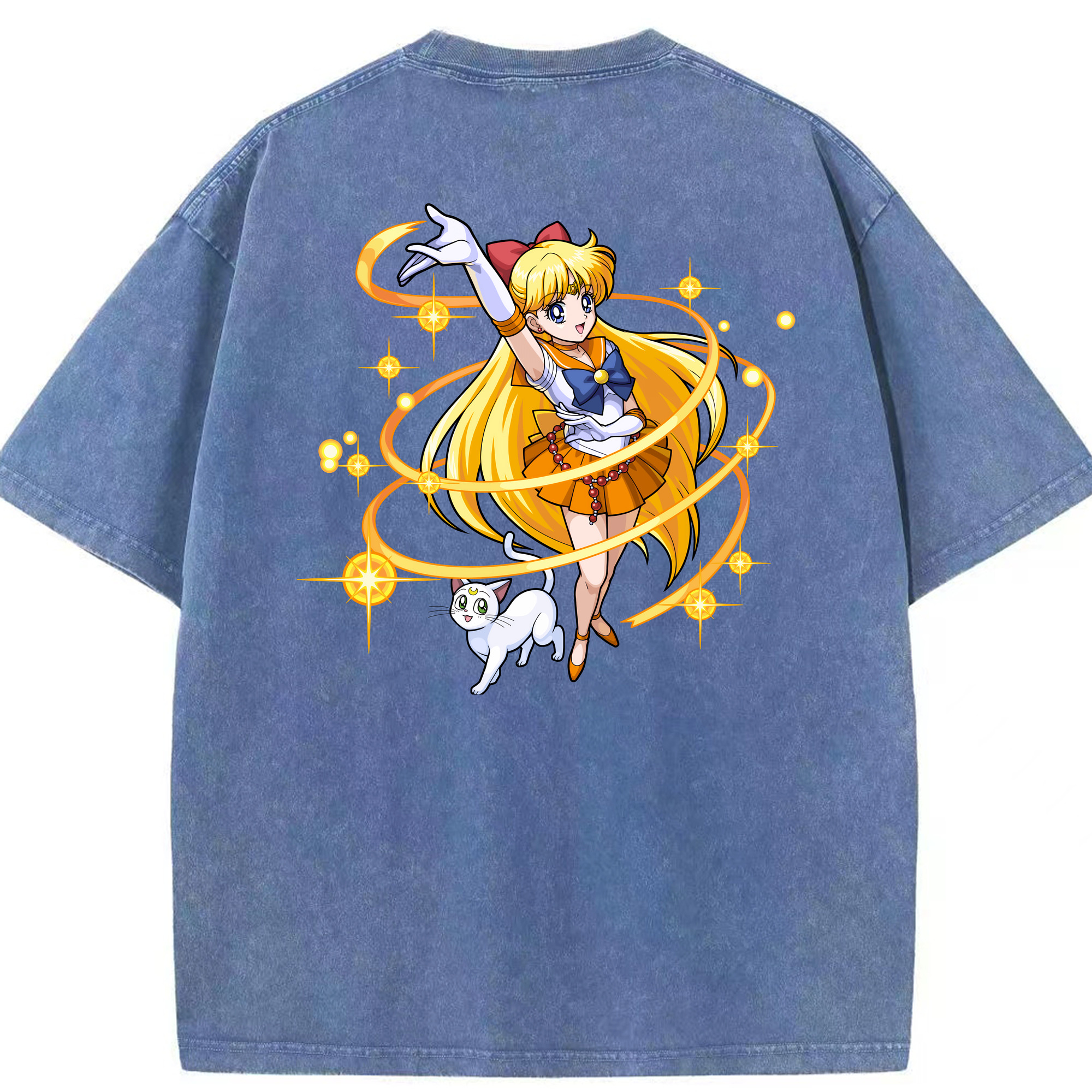 （画像用） 美少女戦士セーラームーン 愛野 美奈子 あいの みなこ Sailor Moon Aino Minako 綿100% ヴィンテージ風 半袖Tシャツ（背面プリント）