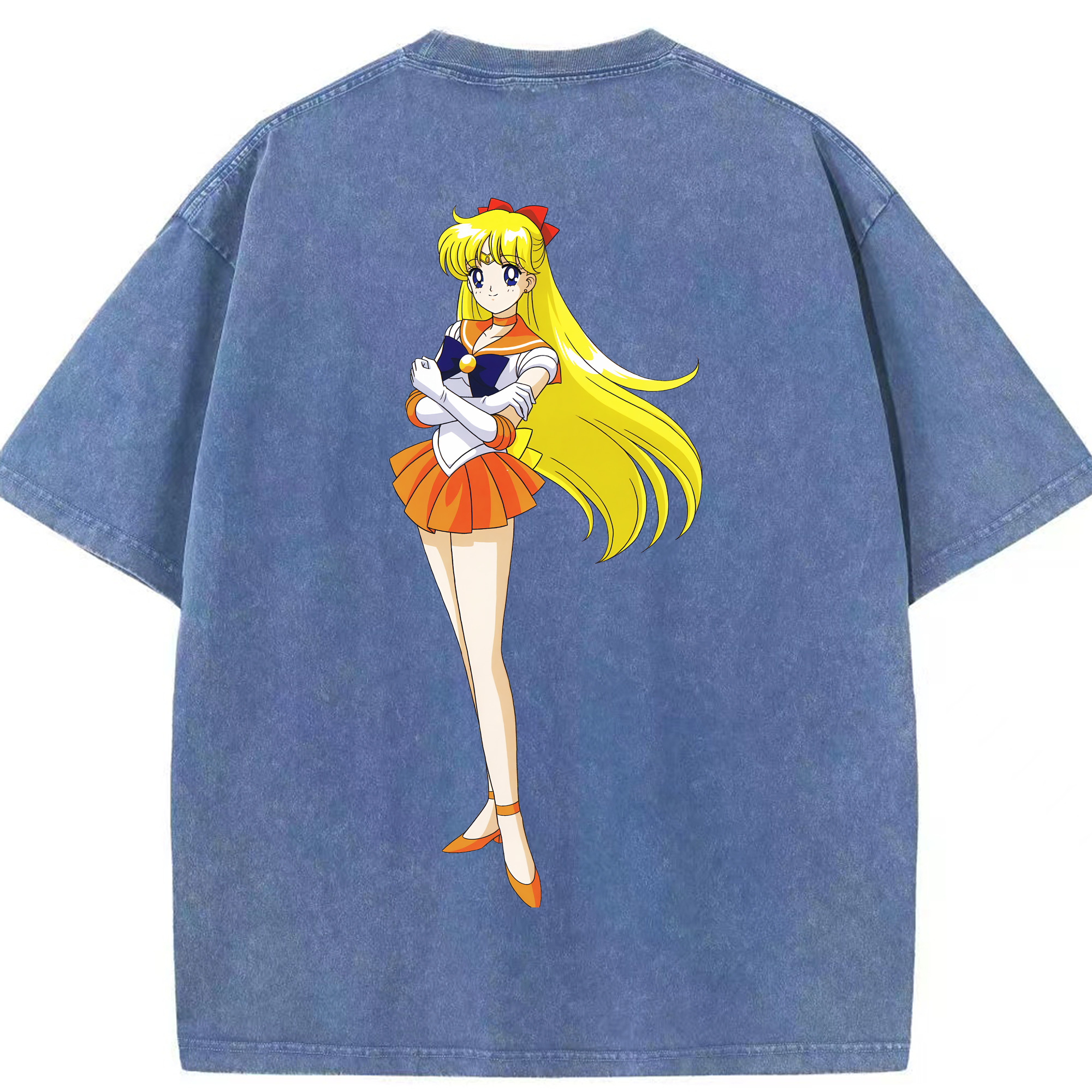（画像用） 美少女戦士セーラームーン 愛野 美奈子 あいの みなこ Sailor Moon Aino Minako 綿100% ヴィンテージ風 半袖Tシャツ（背面プリント）
