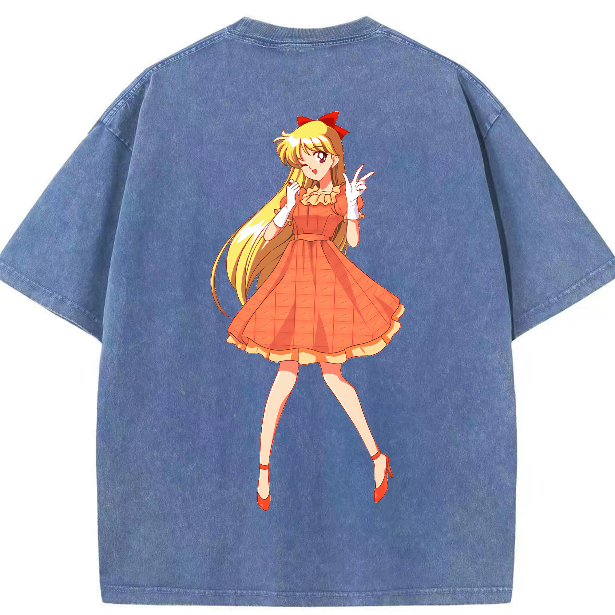 （画像用） 美少女戦士セーラームーン 愛野 美奈子 あいの みなこ Sailor Moon Aino Minako 綿100% ヴィンテージ風 半袖Tシャツ（背面プリント）