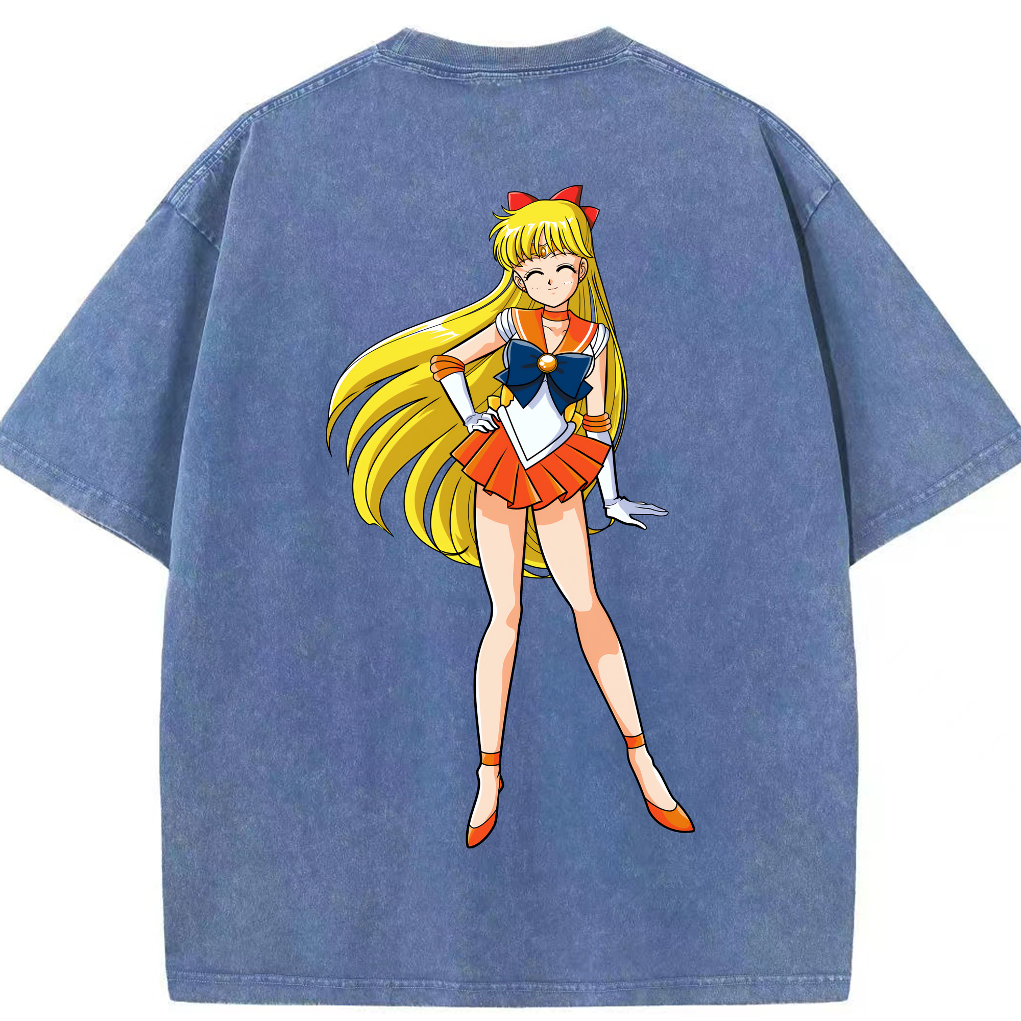 （画像用） 美少女戦士セーラームーン 愛野 美奈子 あいの みなこ Sailor Moon Aino Minako 綿100% ヴィンテージ風 半袖Tシャツ（背面プリント）