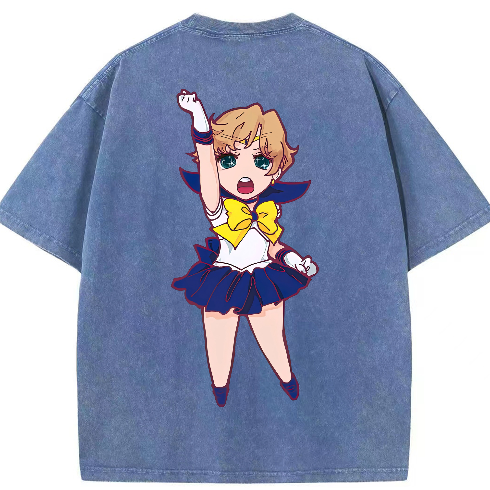 （画像用） 美少女戦士セーラームーン 天王はるか Sailor Moon Tenoh Haruka 綿100% ヴィンテージ風 半袖Tシャツ（背面プリント）