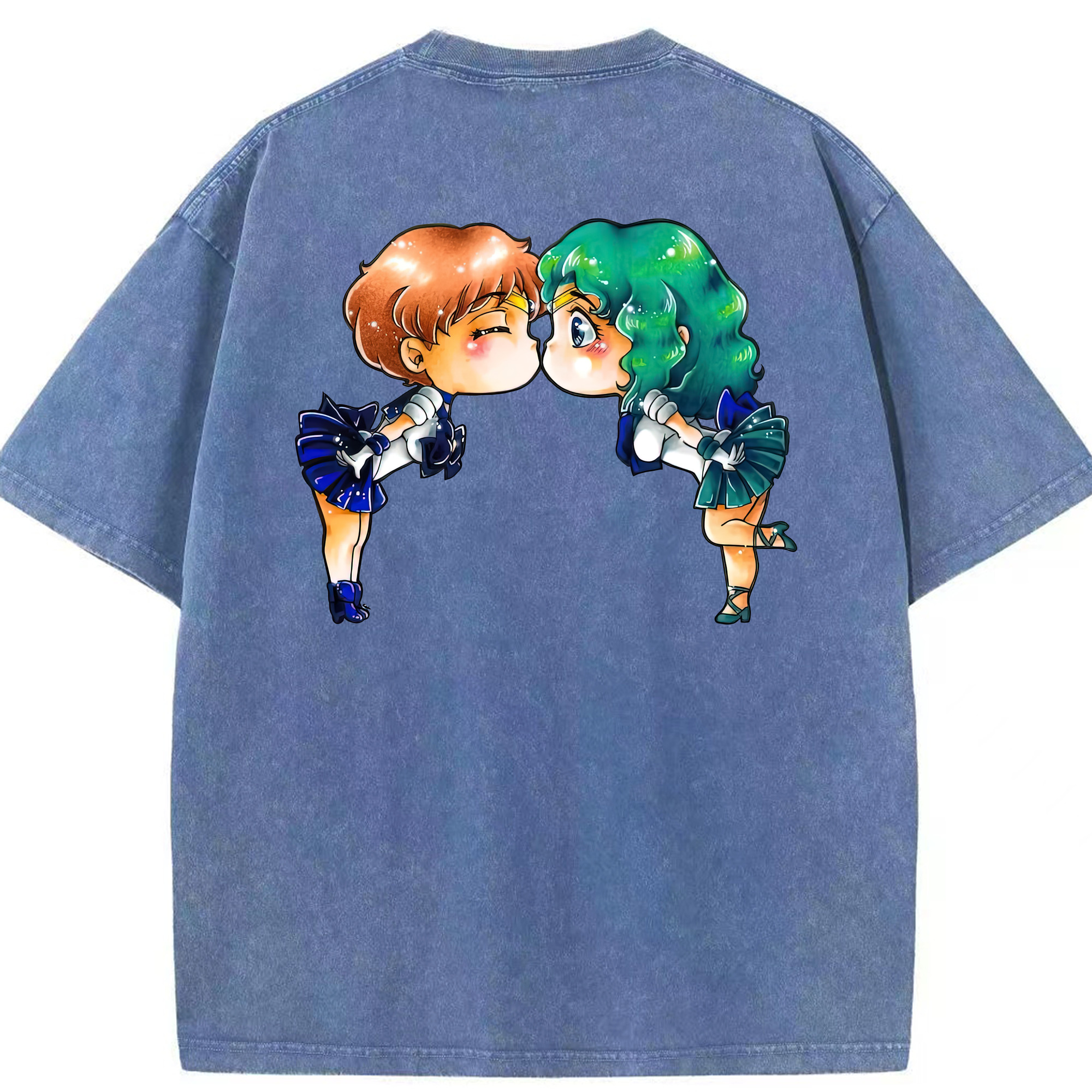 （画像用） 美少女戦士セーラームーン 天王はるか Sailor Moon Tenoh Haruka 綿100% ヴィンテージ風 半袖Tシャツ（背面プリント）