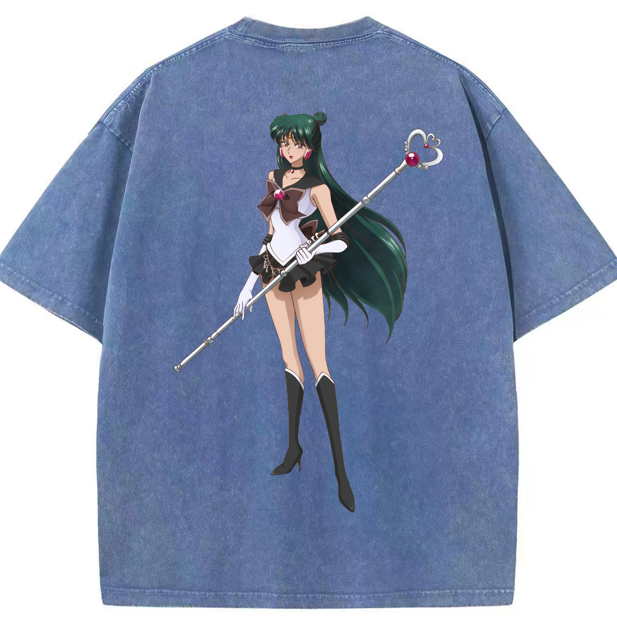 （画像用） 美少女戦士セーラームーン 冥王せつな Sailor Moon Meiou Setsuna 綿100% ヴィンテージ風 半袖Tシャツ（背面プリント）