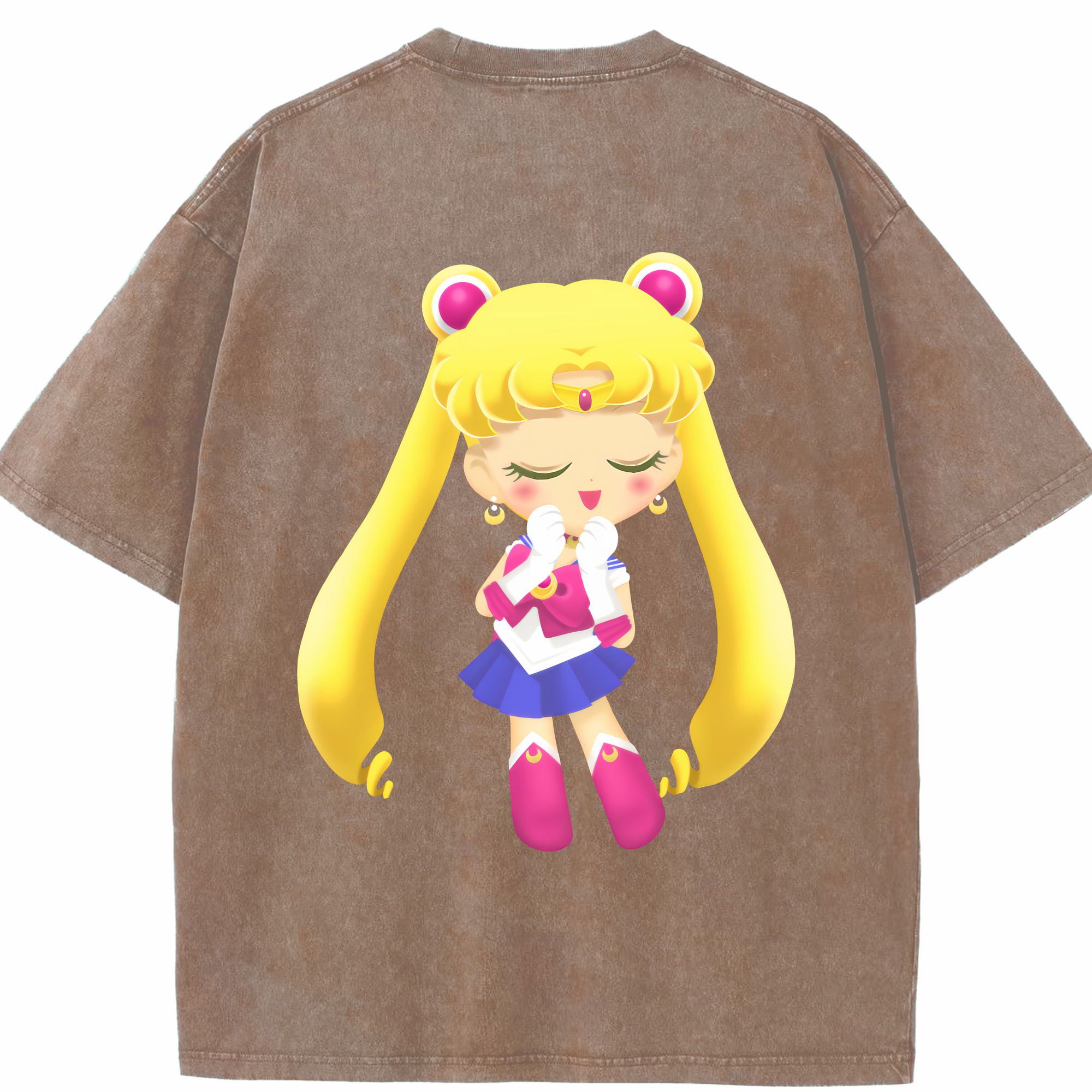 （画像用） 美少女戦士セーラームーン 月野 うさぎ つきの うさぎ Sailor Moon Tsukino Usagi 綿100% ヴィンテージ風 半袖Tシャツ（背面プリント）