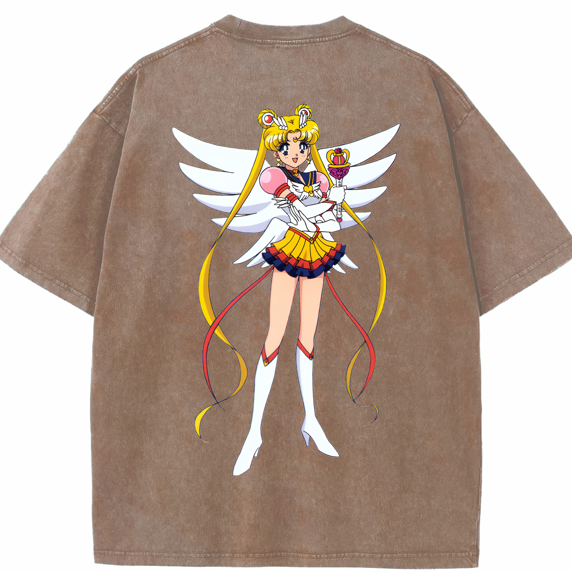 （画像用） 美少女戦士セーラームーン 月野 うさぎ つきの うさぎ Sailor Moon Tsukino Usagi 綿100% ヴィンテージ風 半袖Tシャツ（背面プリント）