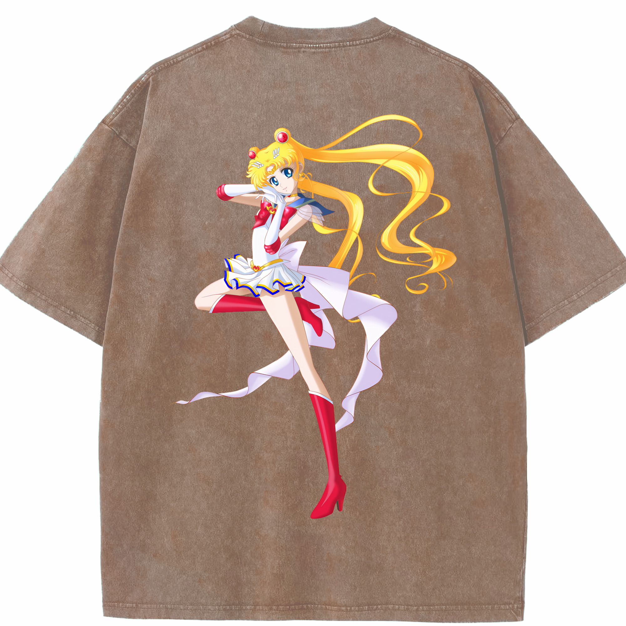 （画像用） 美少女戦士セーラームーン 月野 うさぎ つきの うさぎ Sailor Moon Tsukino Usagi 綿100% ヴィンテージ風 半袖Tシャツ（背面プリント）
